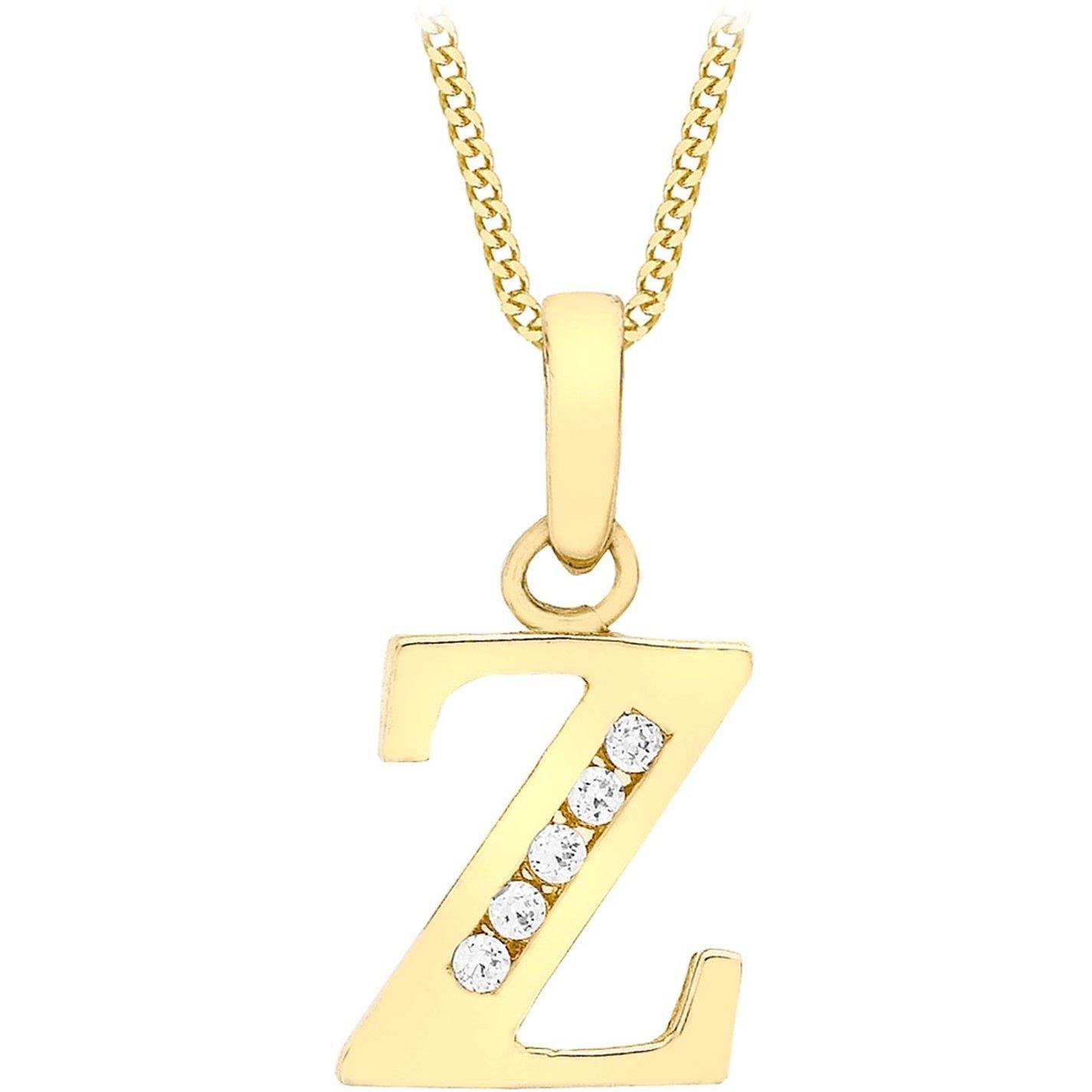 Yellow Gold - Be You - 9ct Gold CZ Initial Necklace - 8