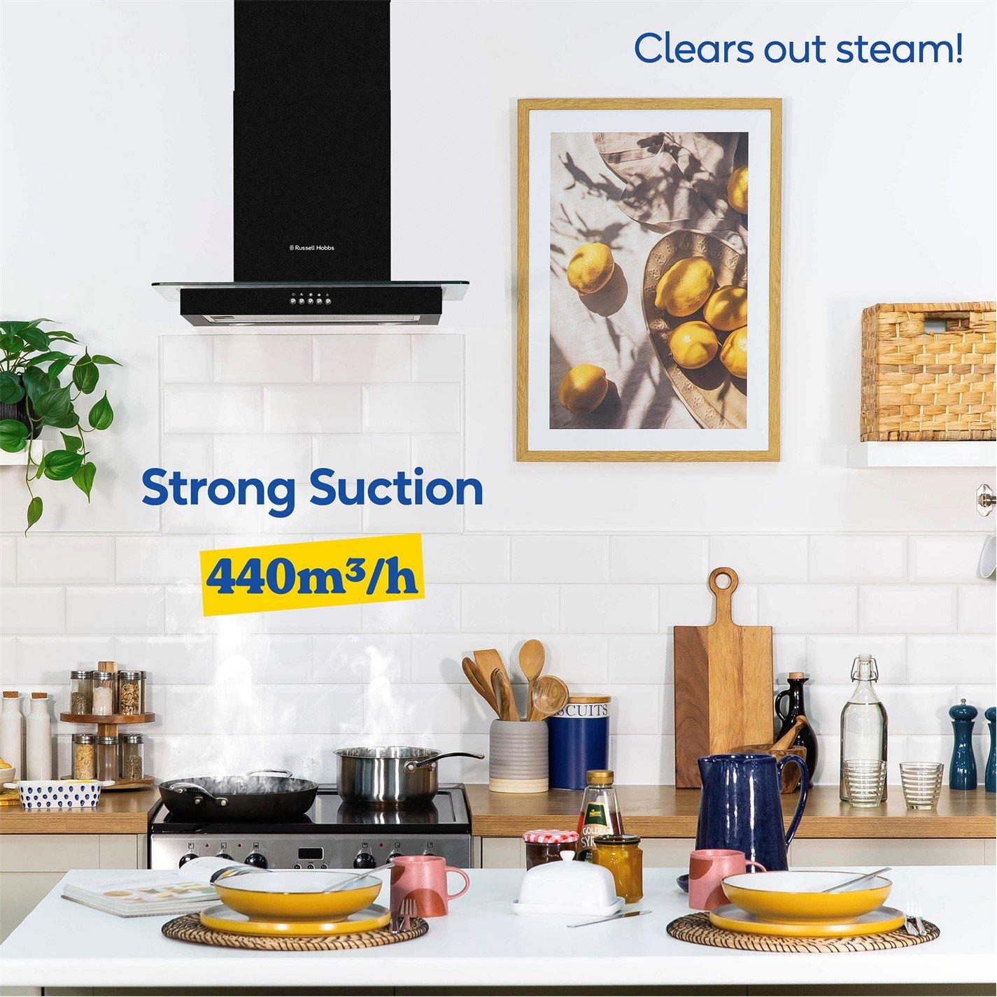 Black - Russell Hobbs - RHFGCH601B 60cm Cooker Hood - 4