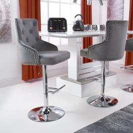 Shankar Rocco Brushed Velvet Grey Bar Stool