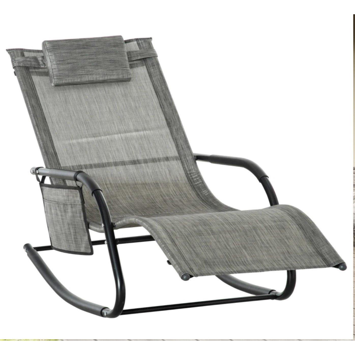 Dark Grey - Outsunny - Breathable Mesh Rocking Chair Lounger - 2