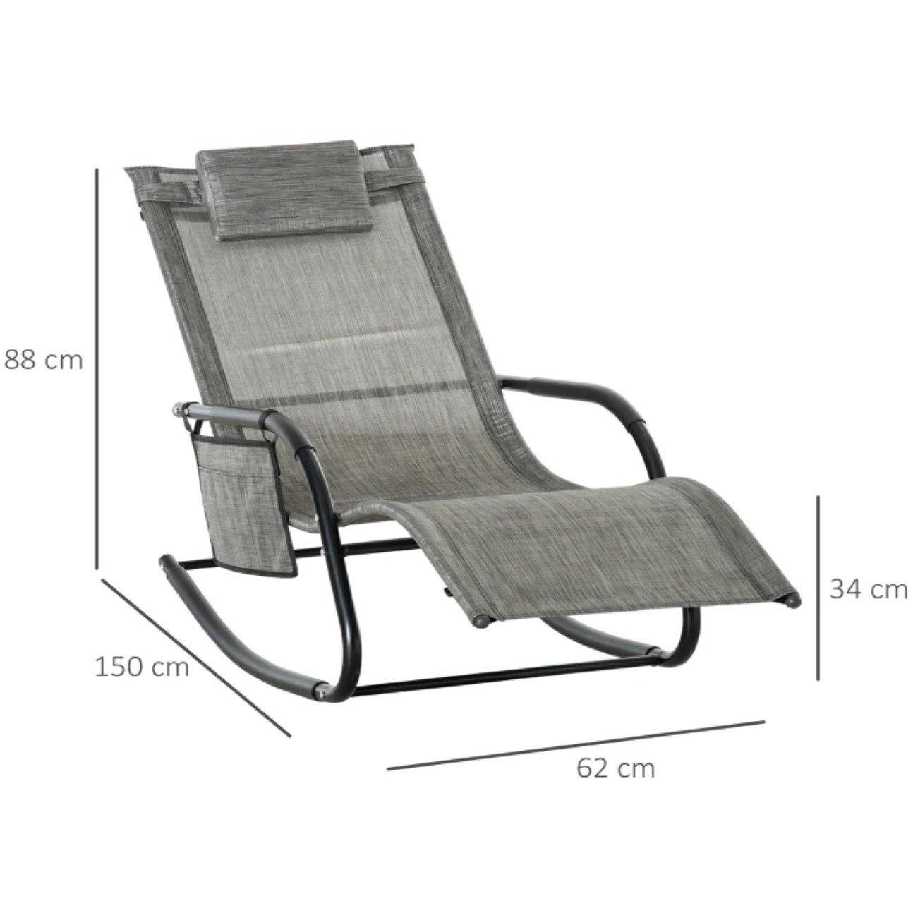 Dark Grey - Outsunny - Breathable Mesh Rocking Chair Lounger - 3
