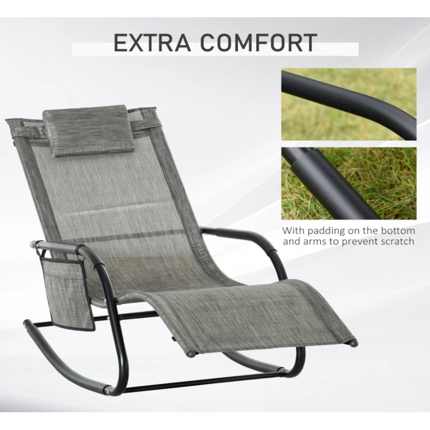 Dark Grey - Outsunny - Breathable Mesh Rocking Chair Lounger - 4