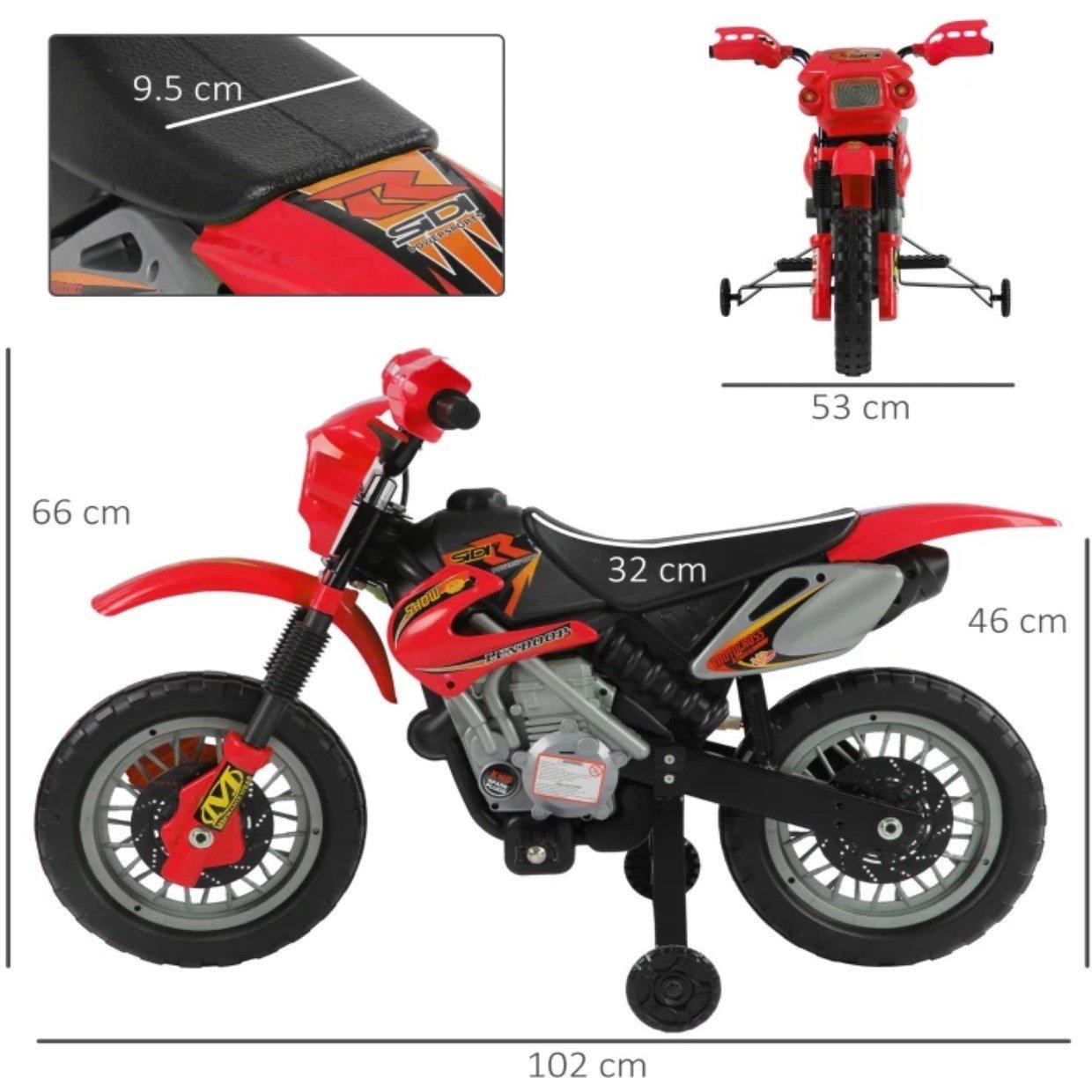Red - HOMCOM - 6V Kids Child Electric Motorbike 3-6 Years - 3
