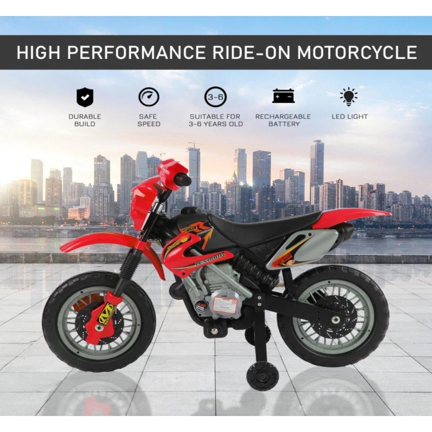 Red - HOMCOM - 6V Kids Child Electric Motorbike 3-6 Years - 4