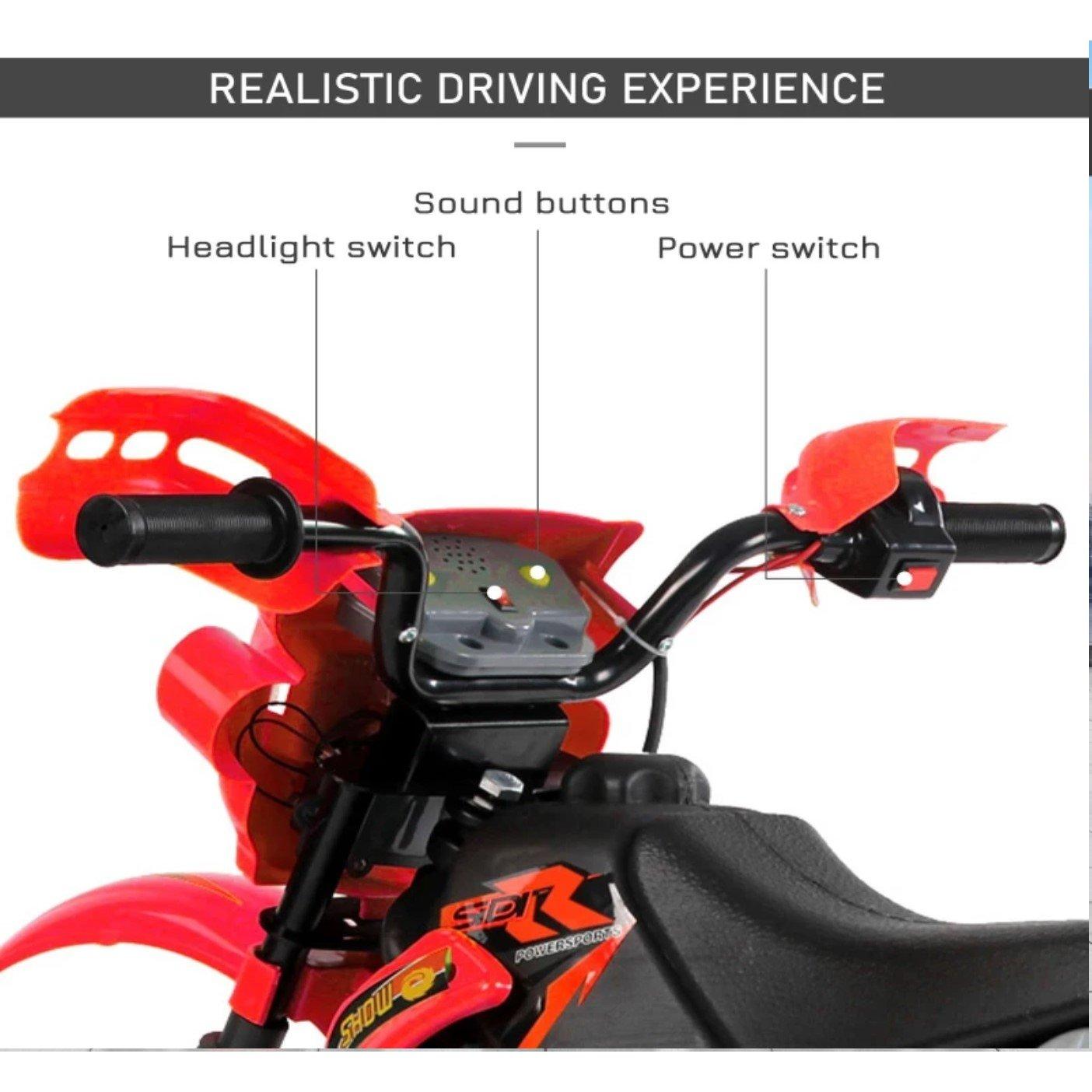 Red - HOMCOM - 6V Kids Child Electric Motorbike 3-6 Years - 5