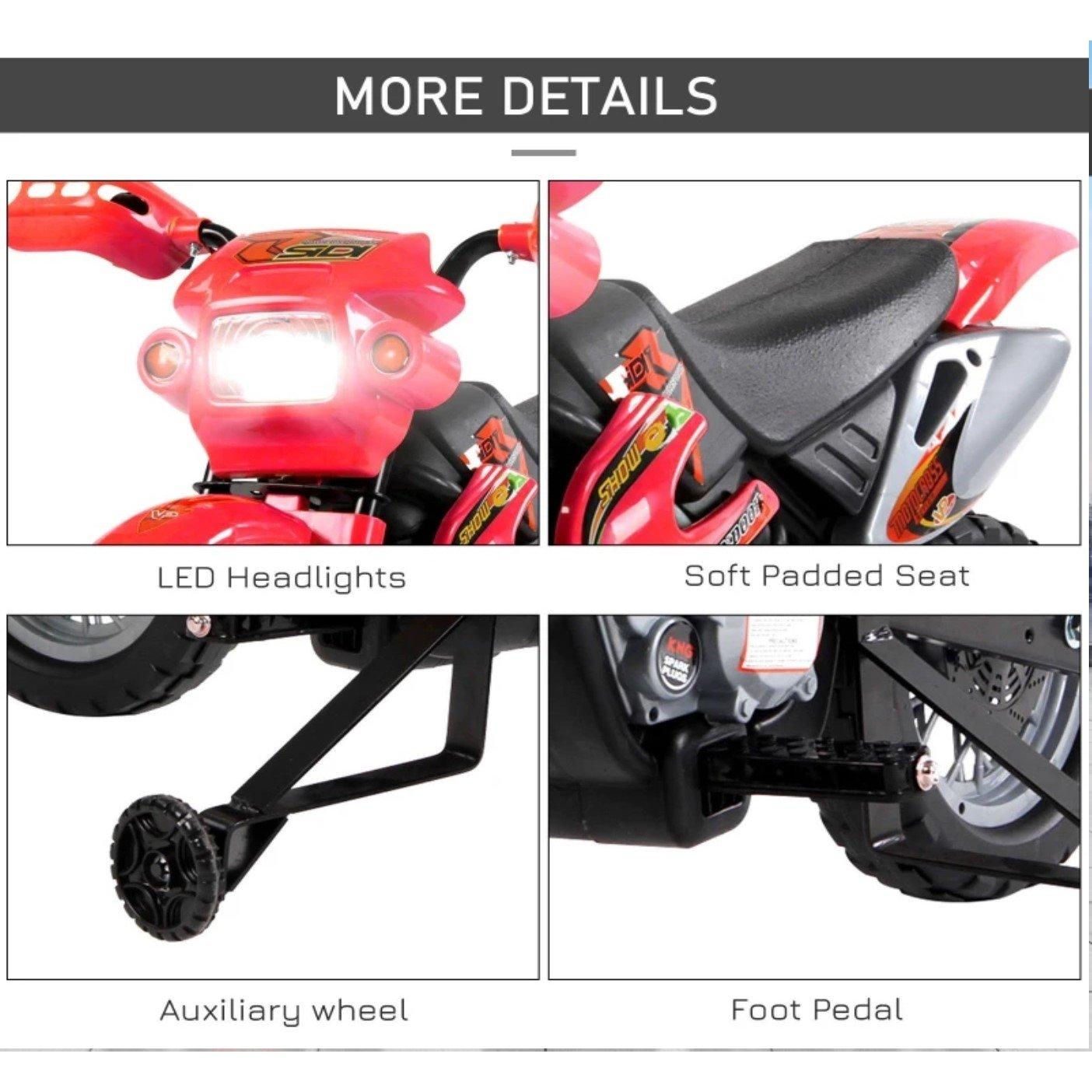 Red - HOMCOM - 6V Kids Child Electric Motorbike 3-6 Years - 7