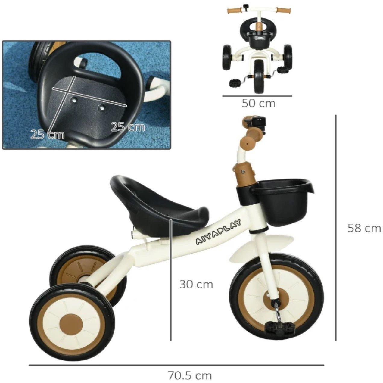 White - HOMCOM - AIYAPLAY Kids Trike with Adjustable Seat 2-5 Years - 3