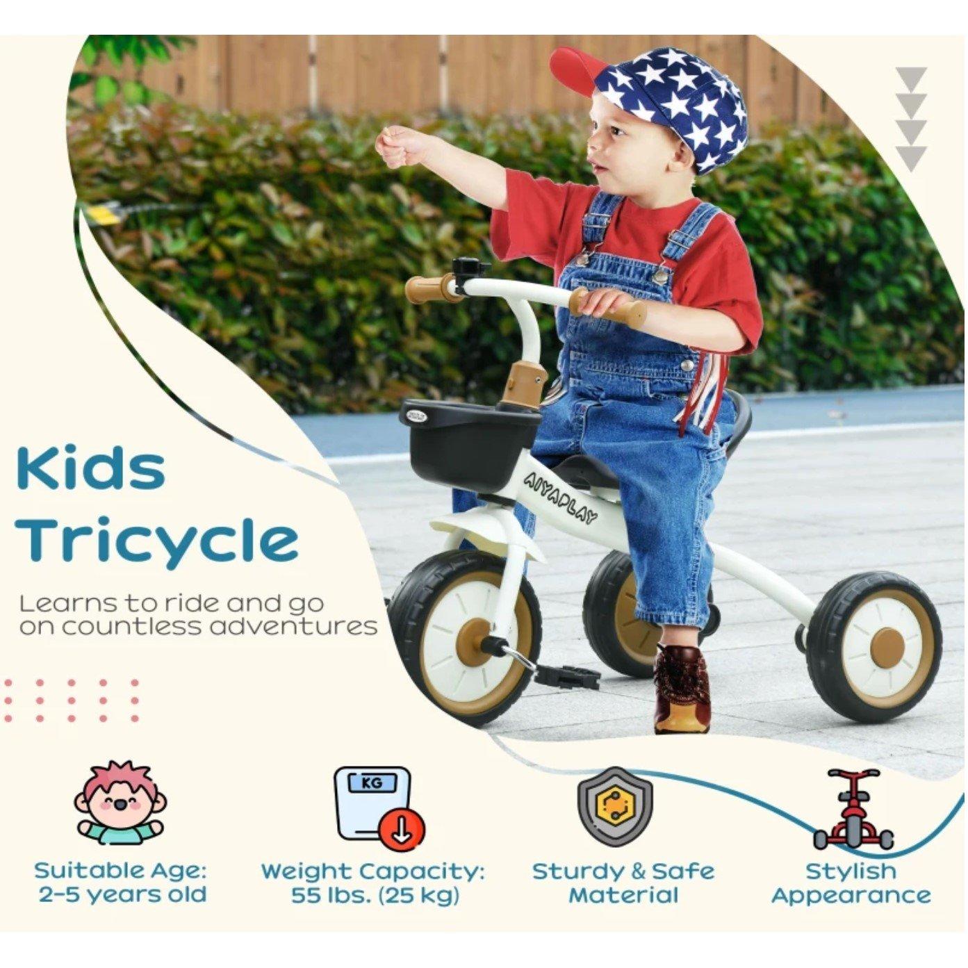 White - HOMCOM - AIYAPLAY Kids Trike with Adjustable Seat 2-5 Years - 4