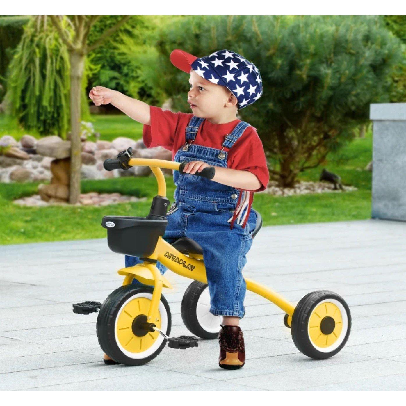 Yellow - HOMCOM - AIYAPLAY Kids Trike with Adjustable Seat 2-5 Years - 2