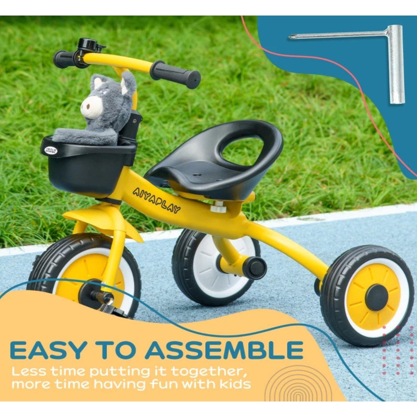 Yellow - HOMCOM - AIYAPLAY Kids Trike with Adjustable Seat 2-5 Years - 7