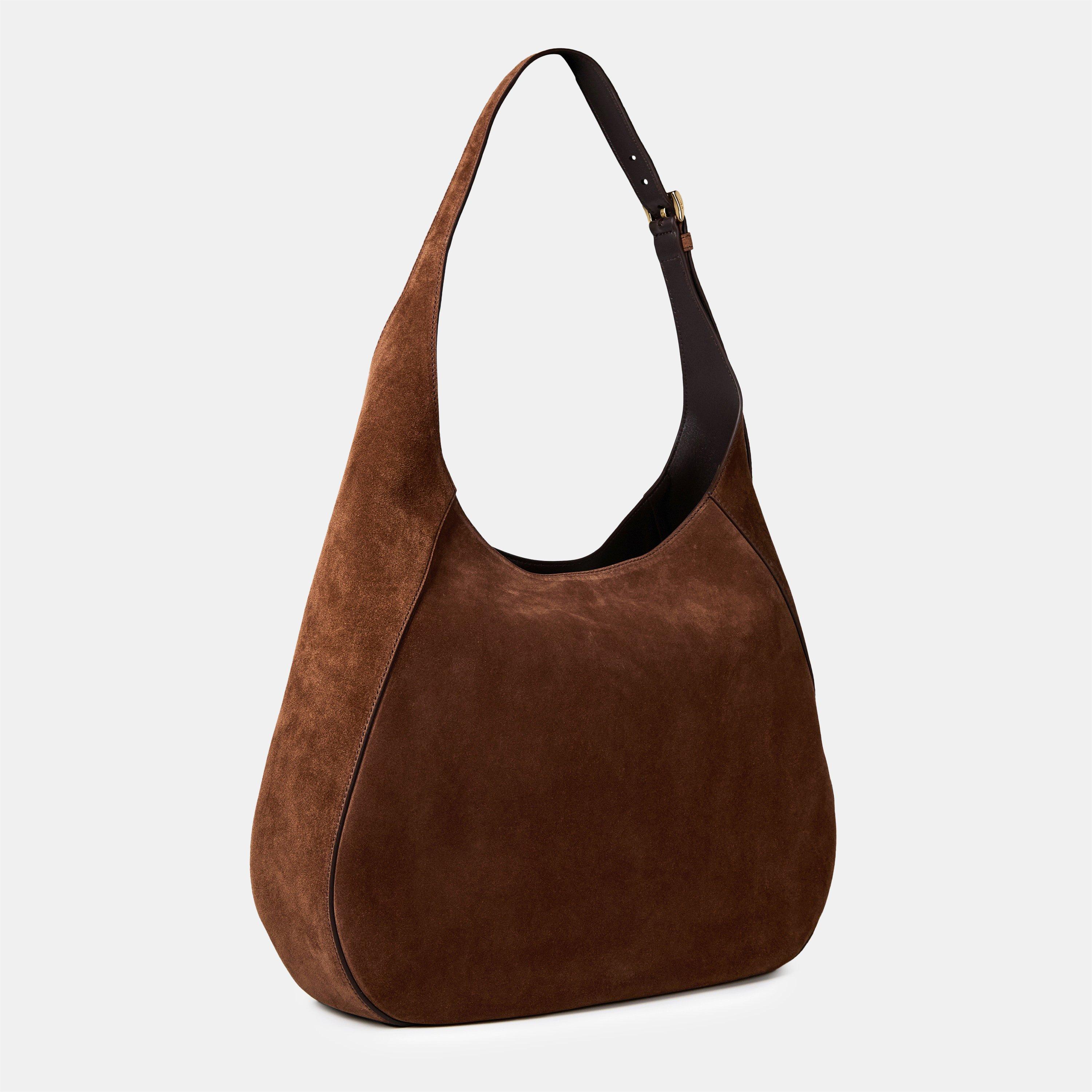 Cacao - Prada - Women'S Logo Large Suede Shoulder Tote Bag - 2