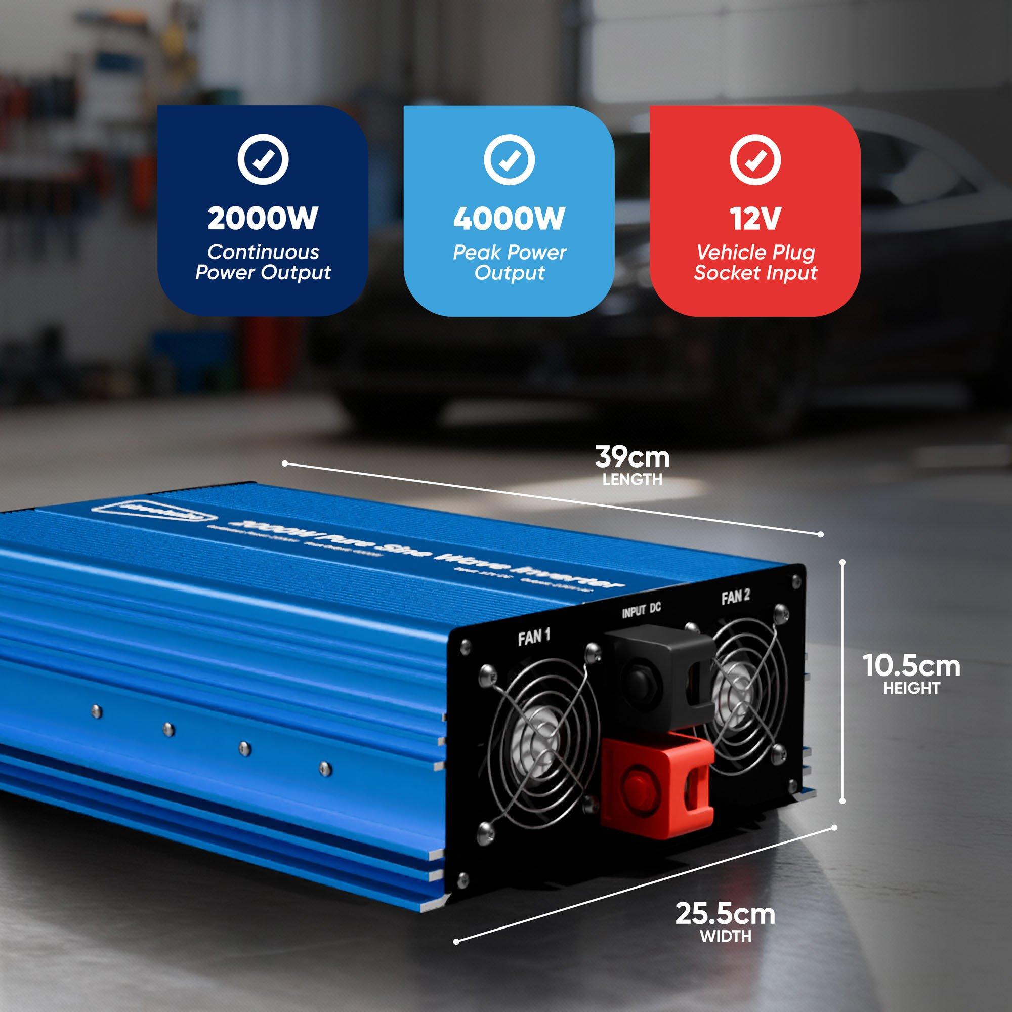 Blue - Streetwize - 2000 Watt Pure Sine Wave Inverter - 2