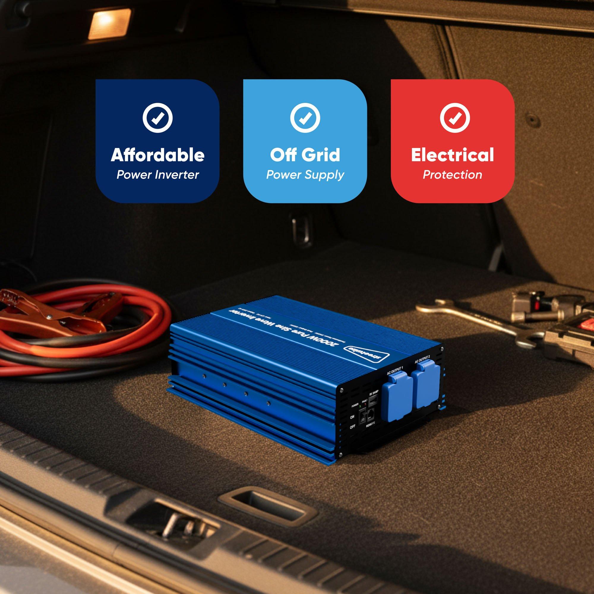 Blue - Streetwize - 2000 Watt Pure Sine Wave Inverter - 4