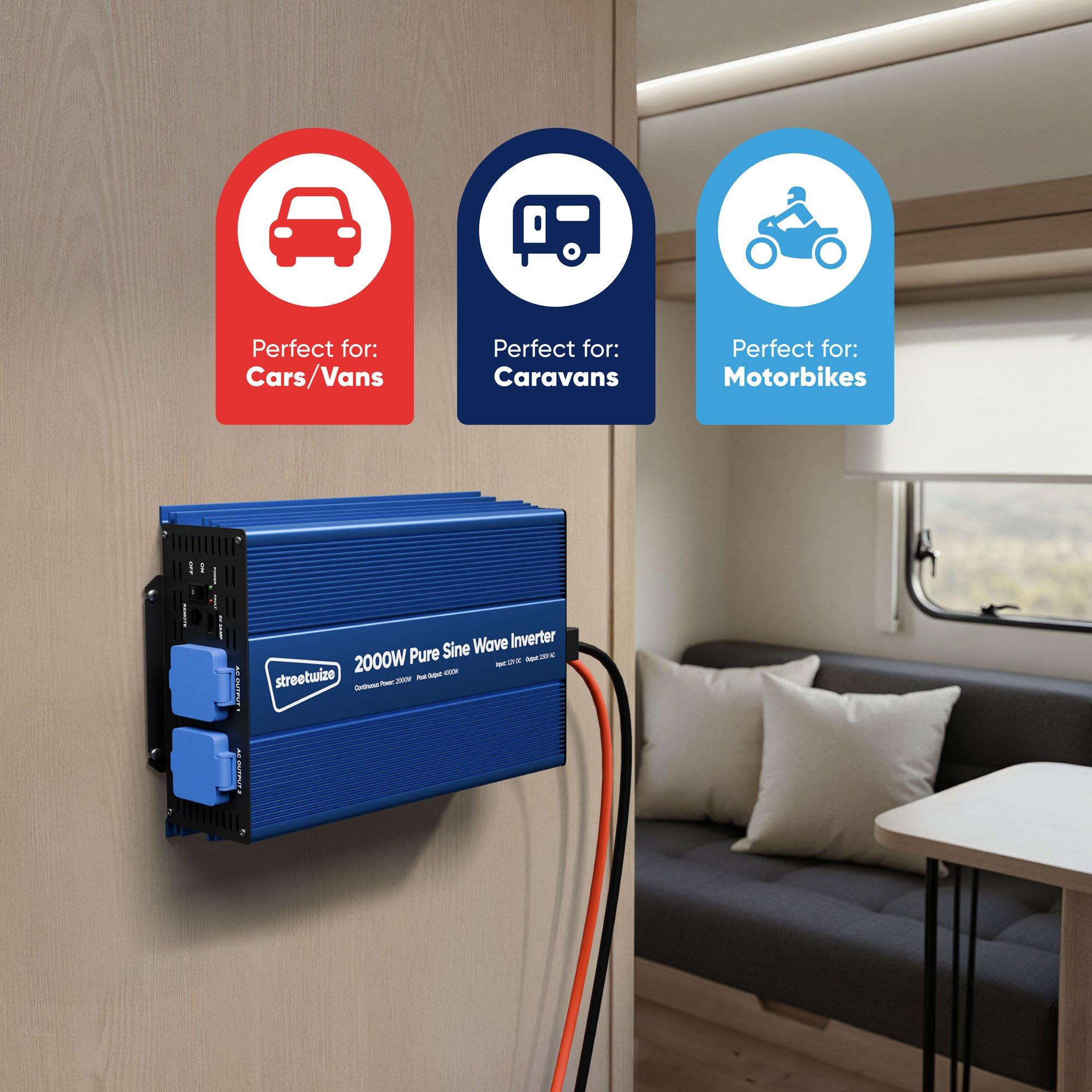 Blue - Streetwize - 2000 Watt Pure Sine Wave Inverter - 6