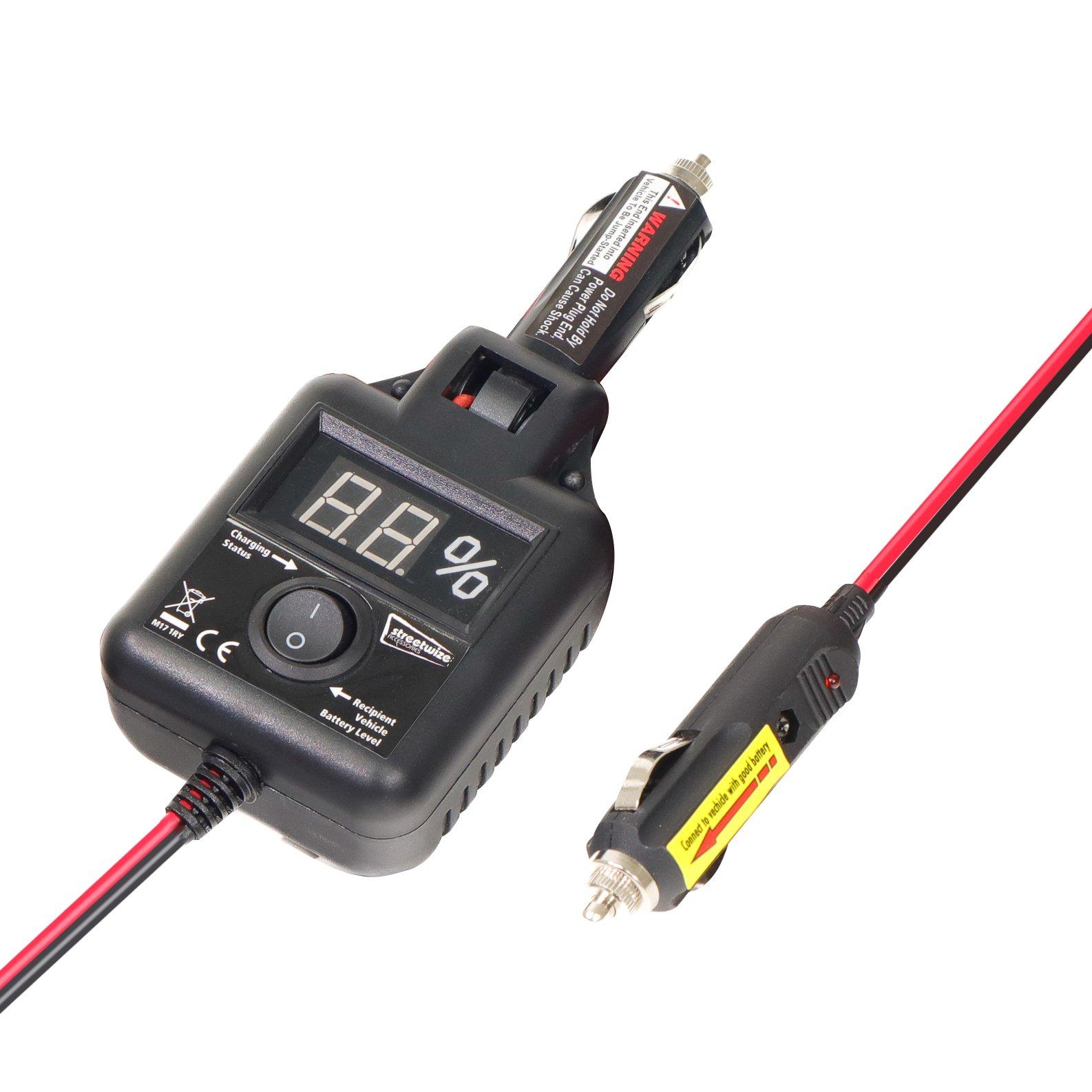 Black - Streetwize - 12V Car-to-Car Charger/Jumpstart Plug Set - 1