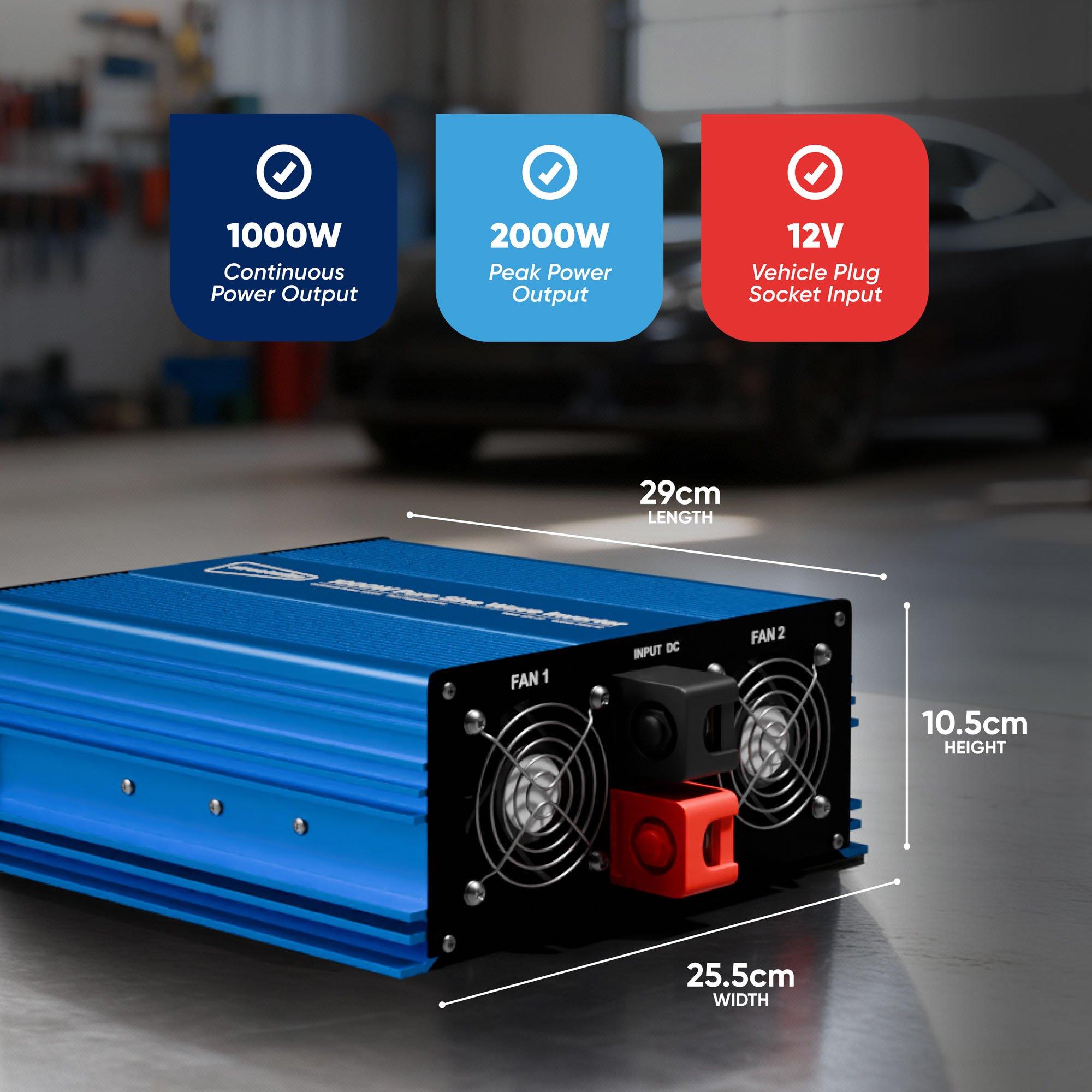 Blue - Streetwize - 1000 Watt Pure Sine Wave Inverter - 3