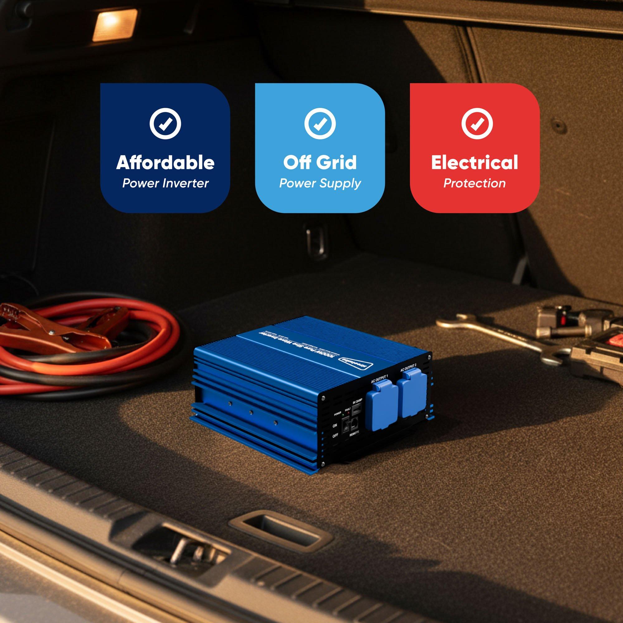 Blue - Streetwize - 1000 Watt Pure Sine Wave Inverter - 5