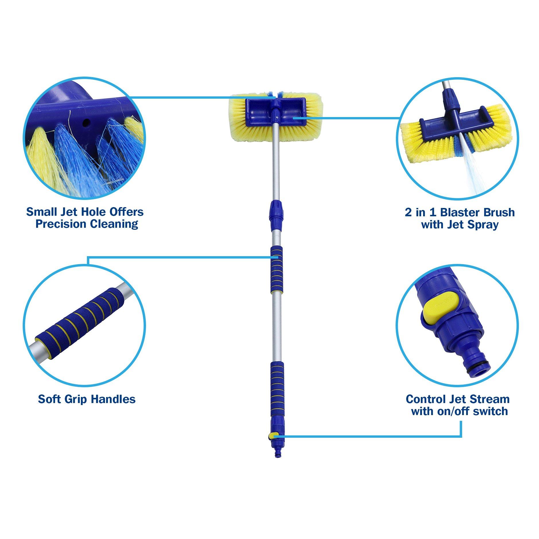 Blue/Yellow - Streetwize - Blaster Brush - 2 in 1 Wash Brush with Jet Spray - 3