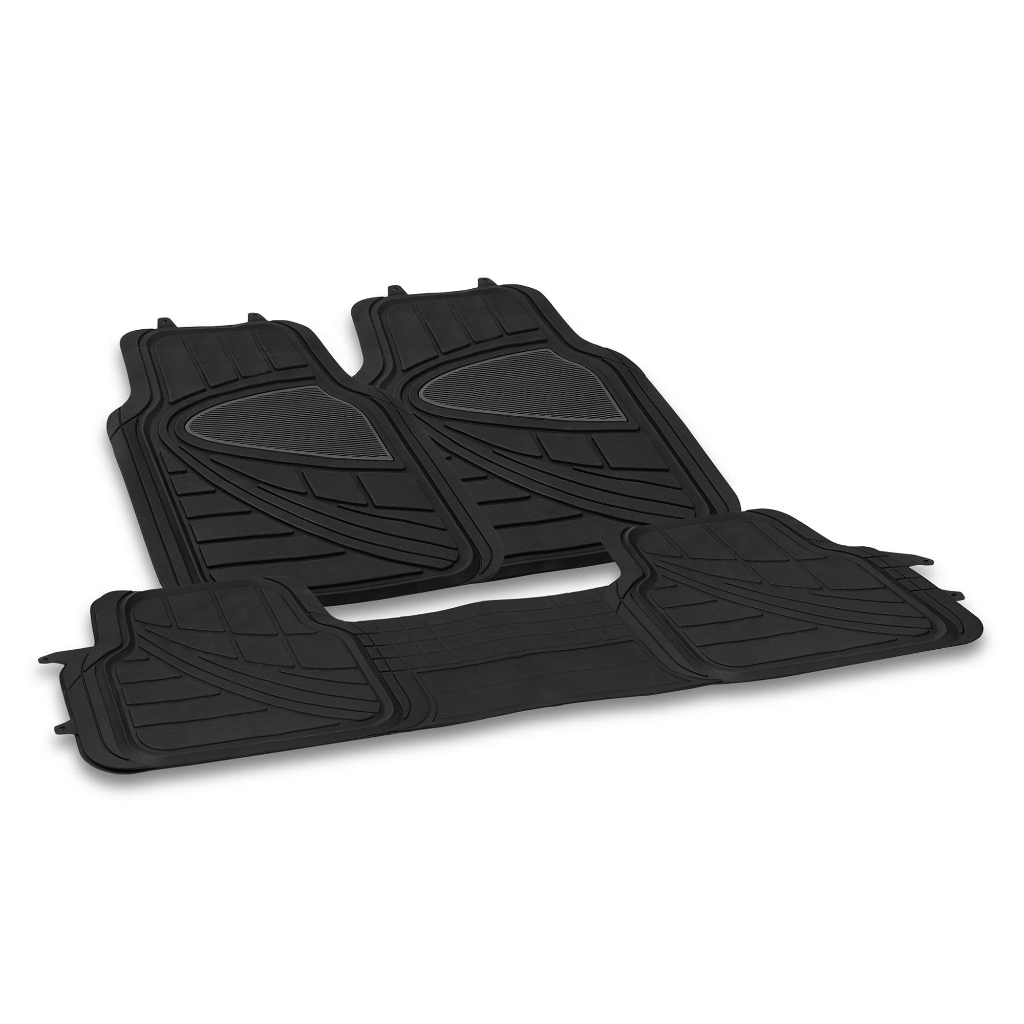 Black - Streetwize - Deluxe Celebrity Rubber Car Mat Set with Full Cros - 2