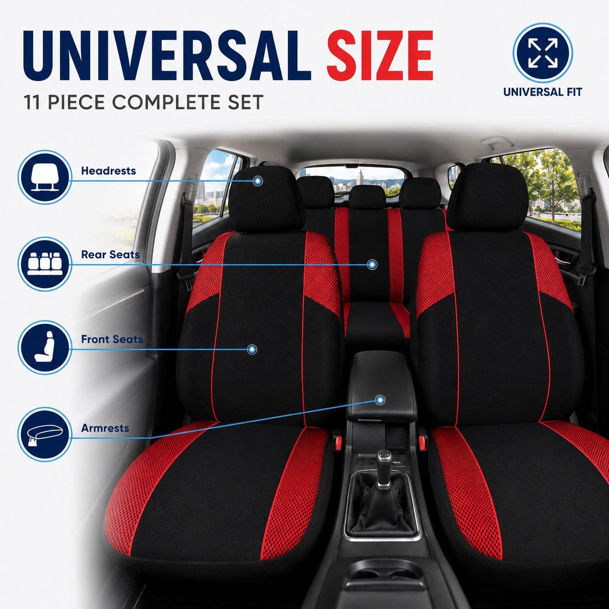 Black/Red - Streetwize - Arizona Seat Cover Set -Black/Red - 2