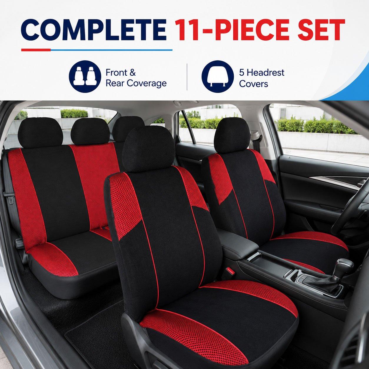 Black/Red - Streetwize - Arizona Seat Cover Set -Black/Red - 3