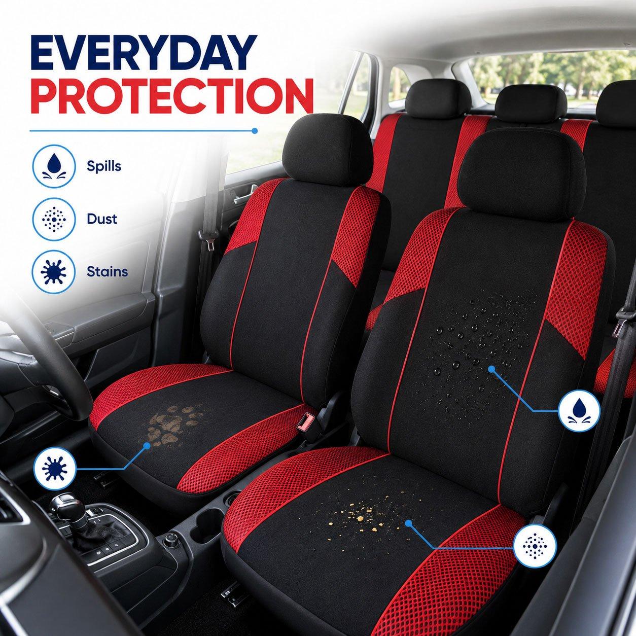 Black/Red - Streetwize - Arizona Seat Cover Set -Black/Red - 4