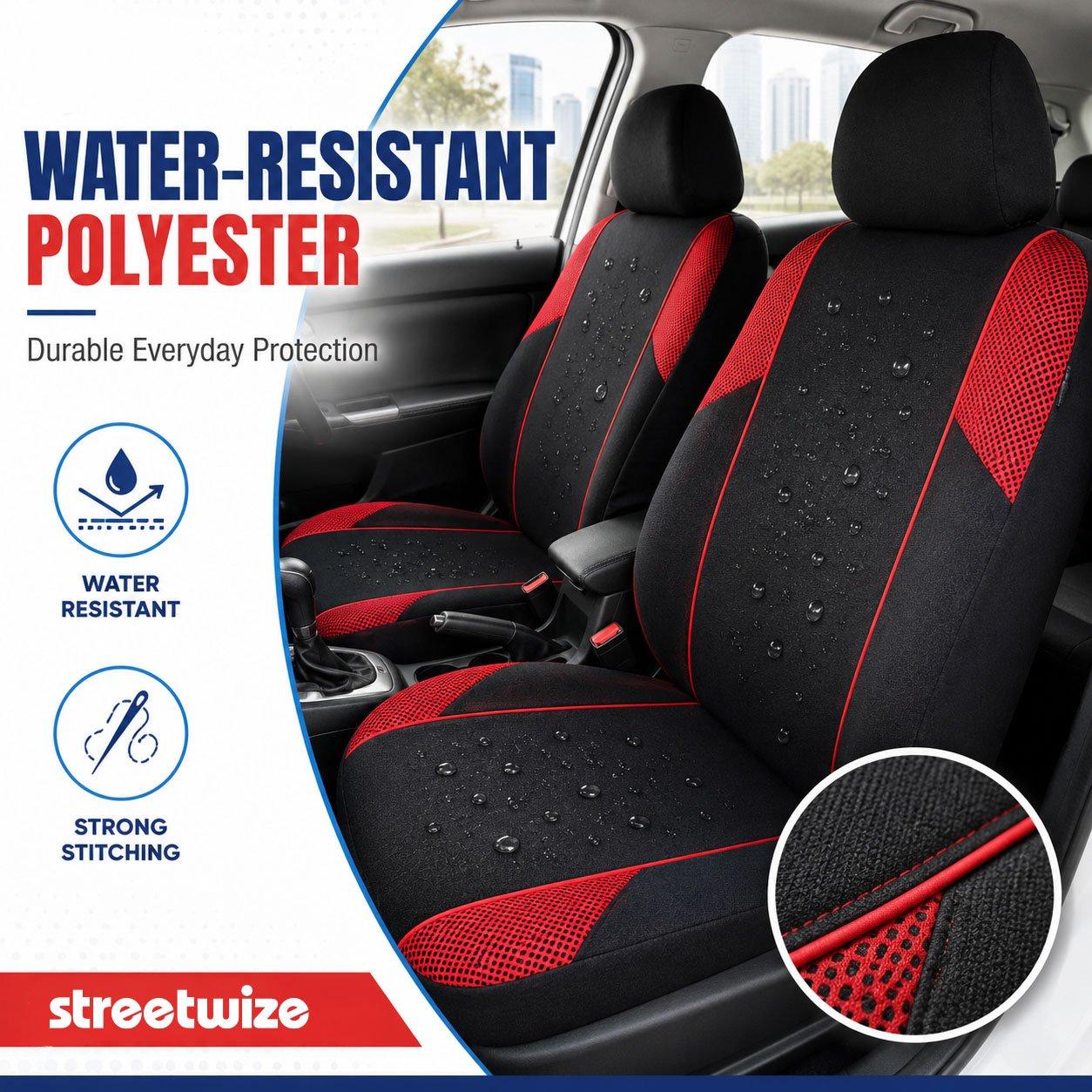 Black/Red - Streetwize - Arizona Seat Cover Set -Black/Red - 5