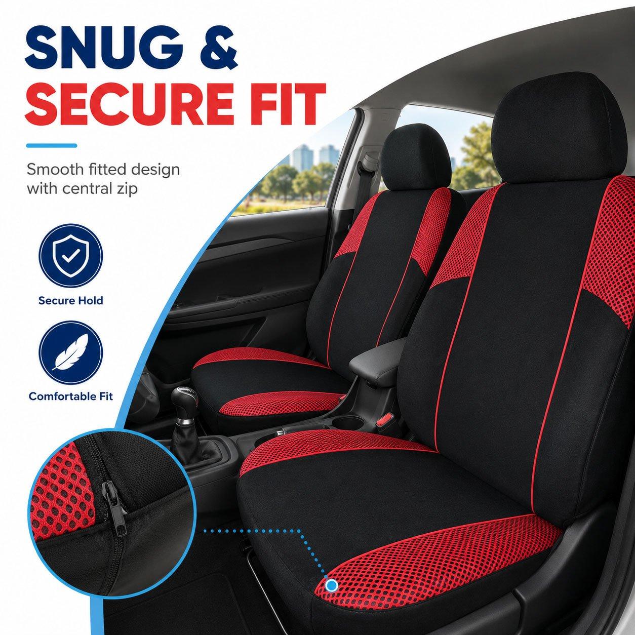 Black/Red - Streetwize - Arizona Seat Cover Set -Black/Red - 7