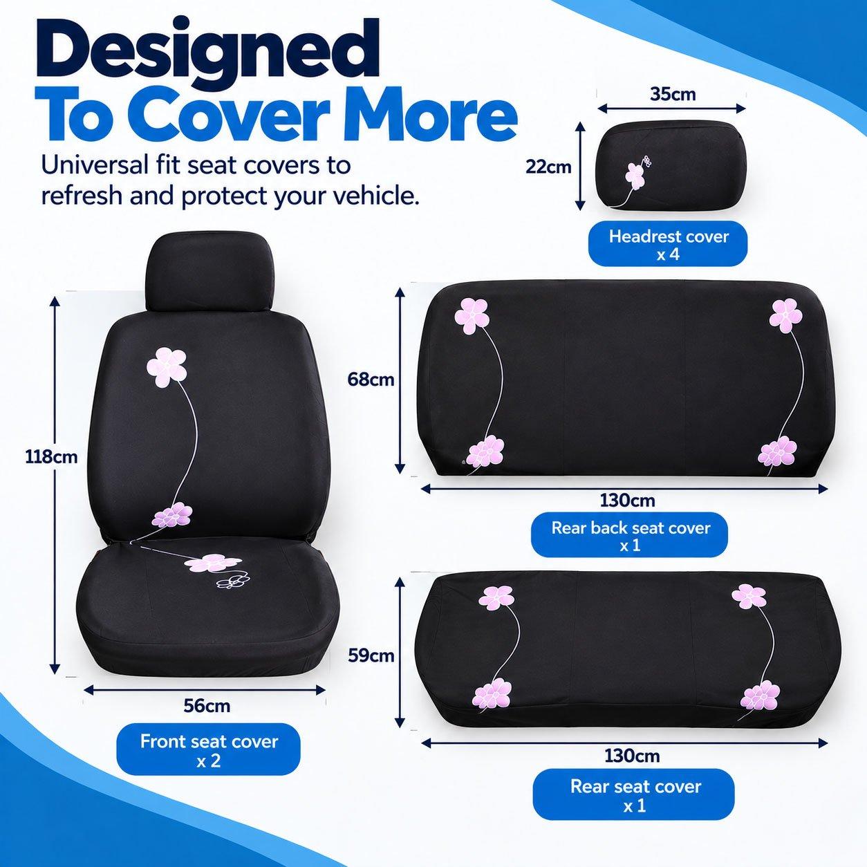 Black/Pink - Streetwize - Bloom Seat Cover Set - 2
