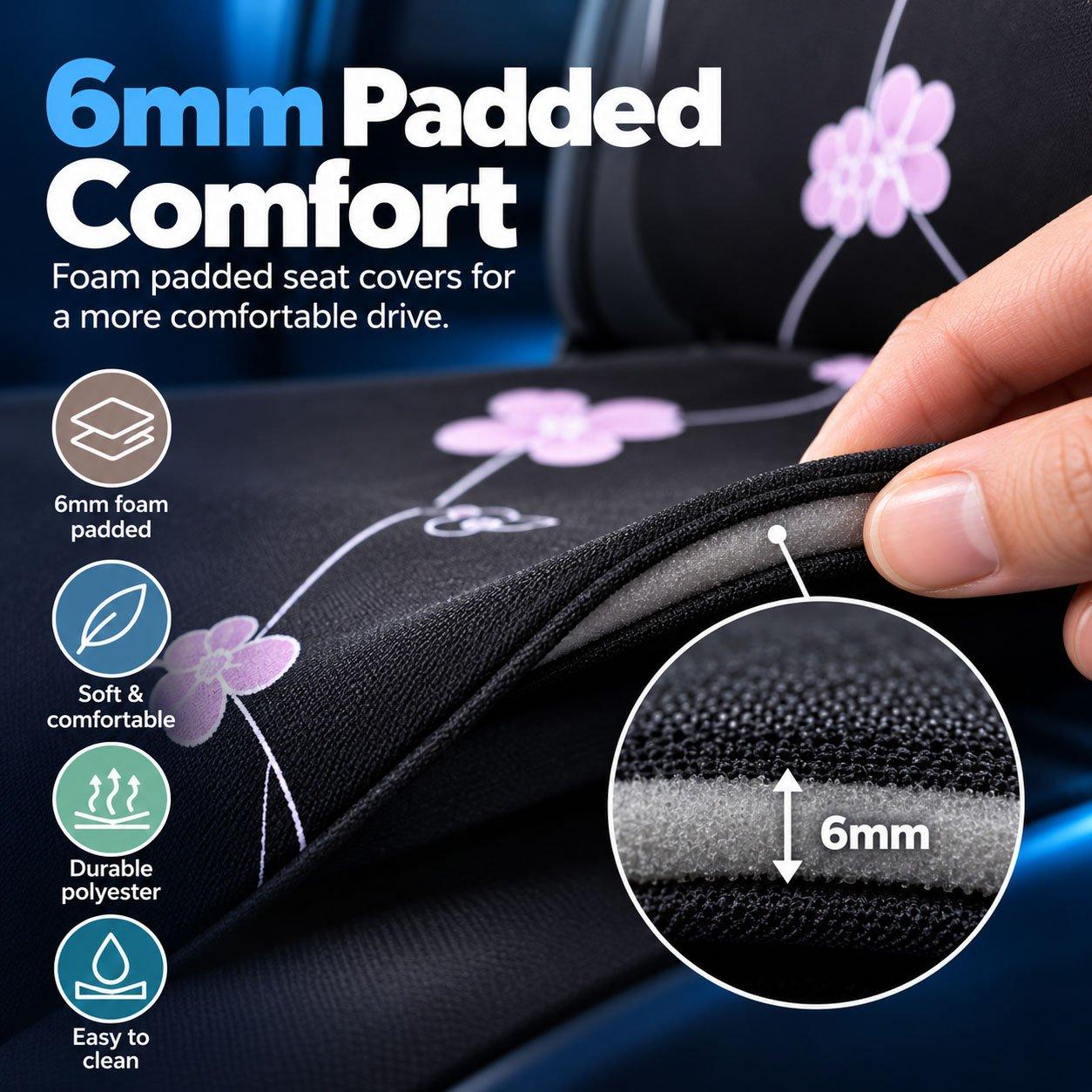 Black/Pink - Streetwize - Bloom Seat Cover Set - 6