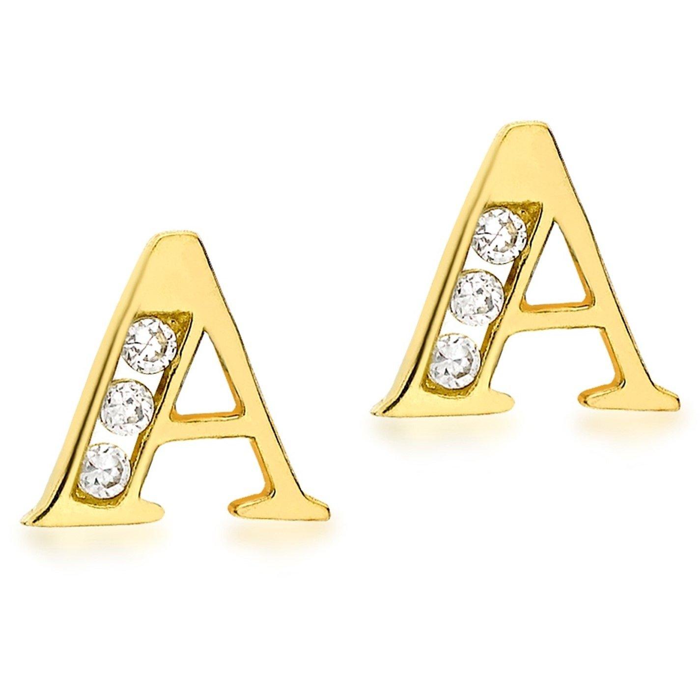 Yellow Gold - Be You - 9ct CZ Initial Stud Earrings - 1
