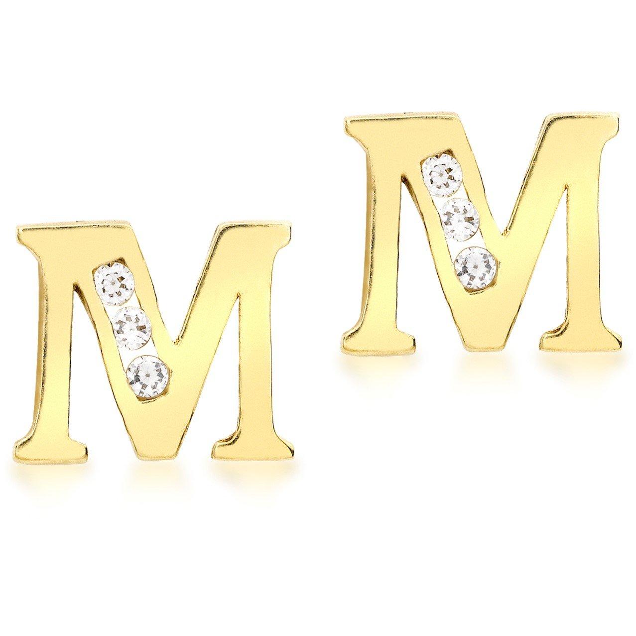 Yellow Gold - Be You - 9ct CZ Initial Stud Earrings - 13