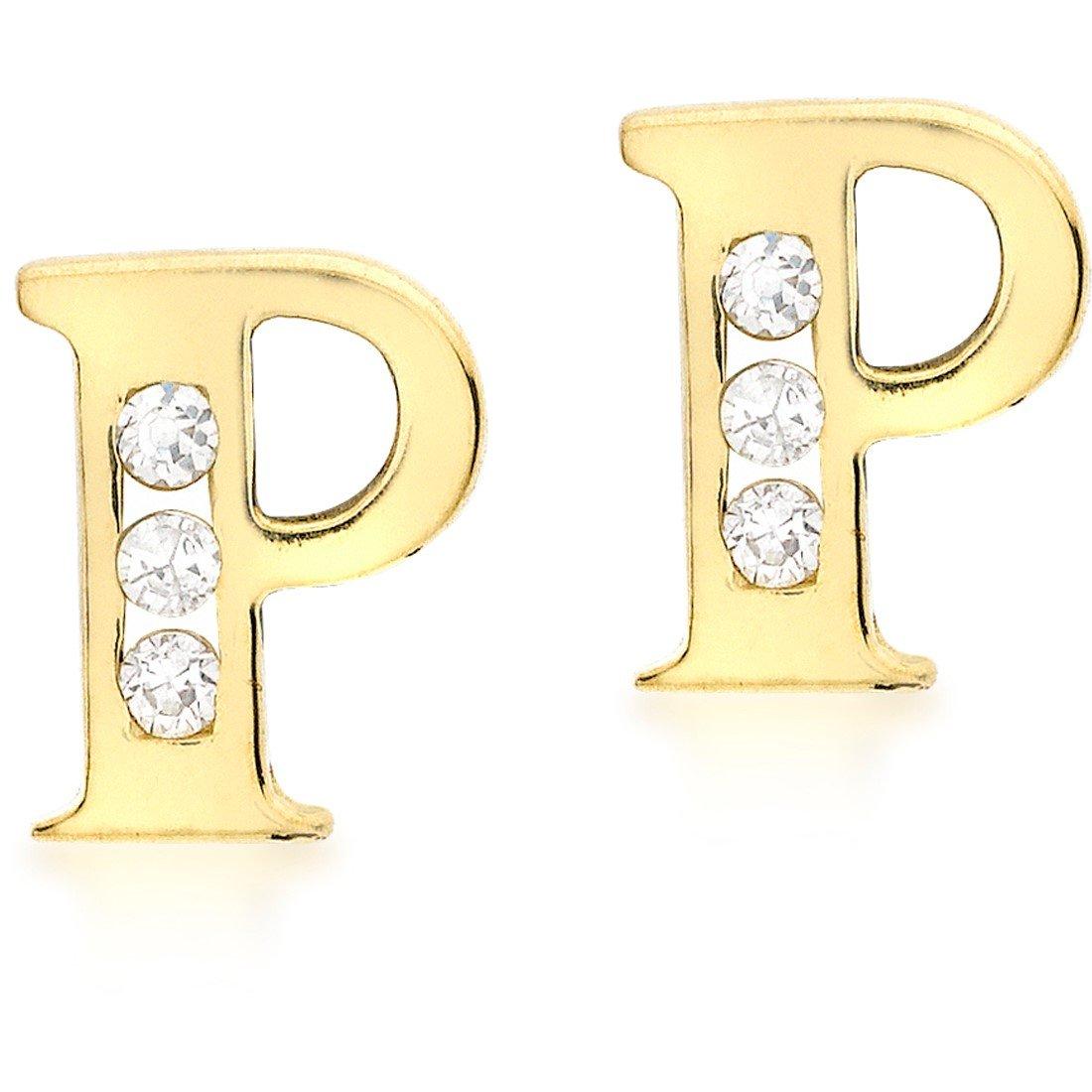Yellow Gold - Be You - 9ct CZ Initial Stud Earrings - 16