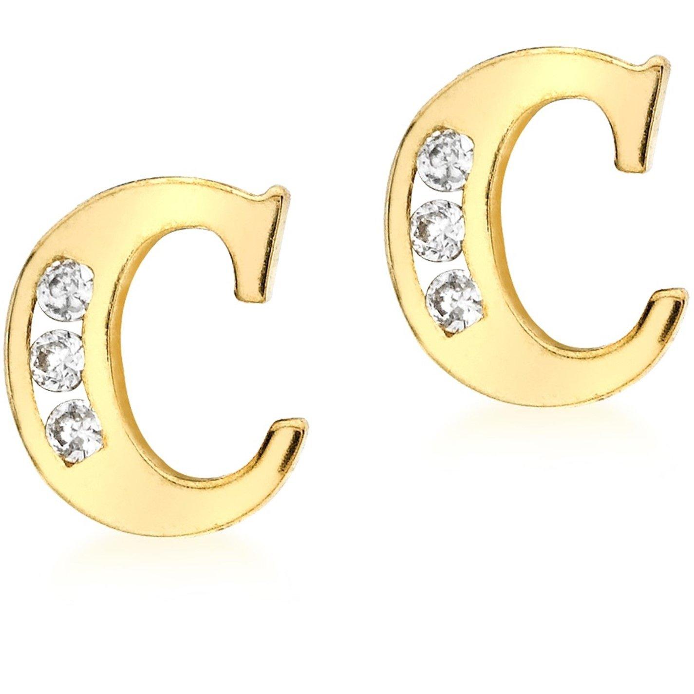 Yellow Gold - Be You - 9ct CZ Initial Stud Earrings - 3