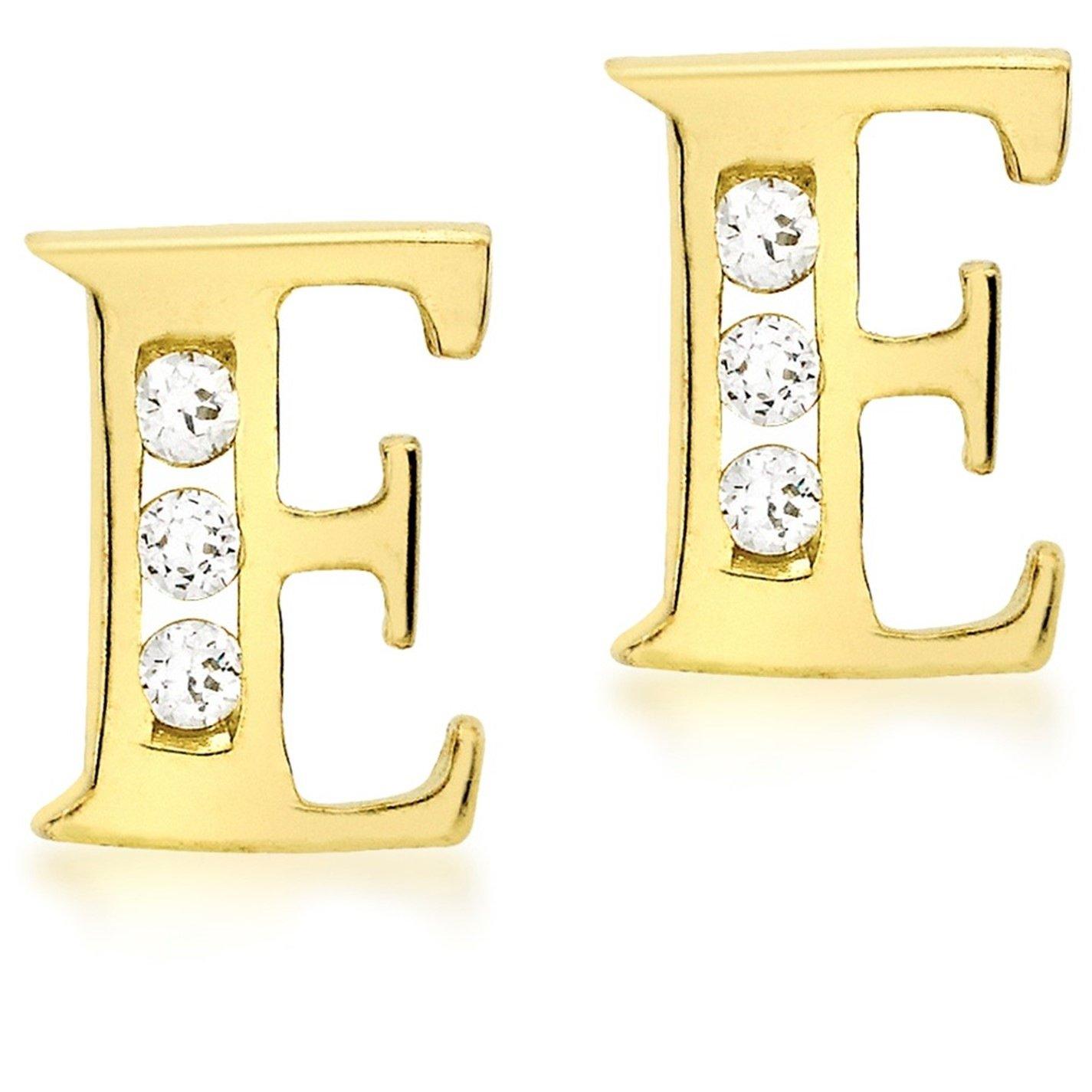 Yellow Gold - Be You - 9ct CZ Initial Stud Earrings - 5