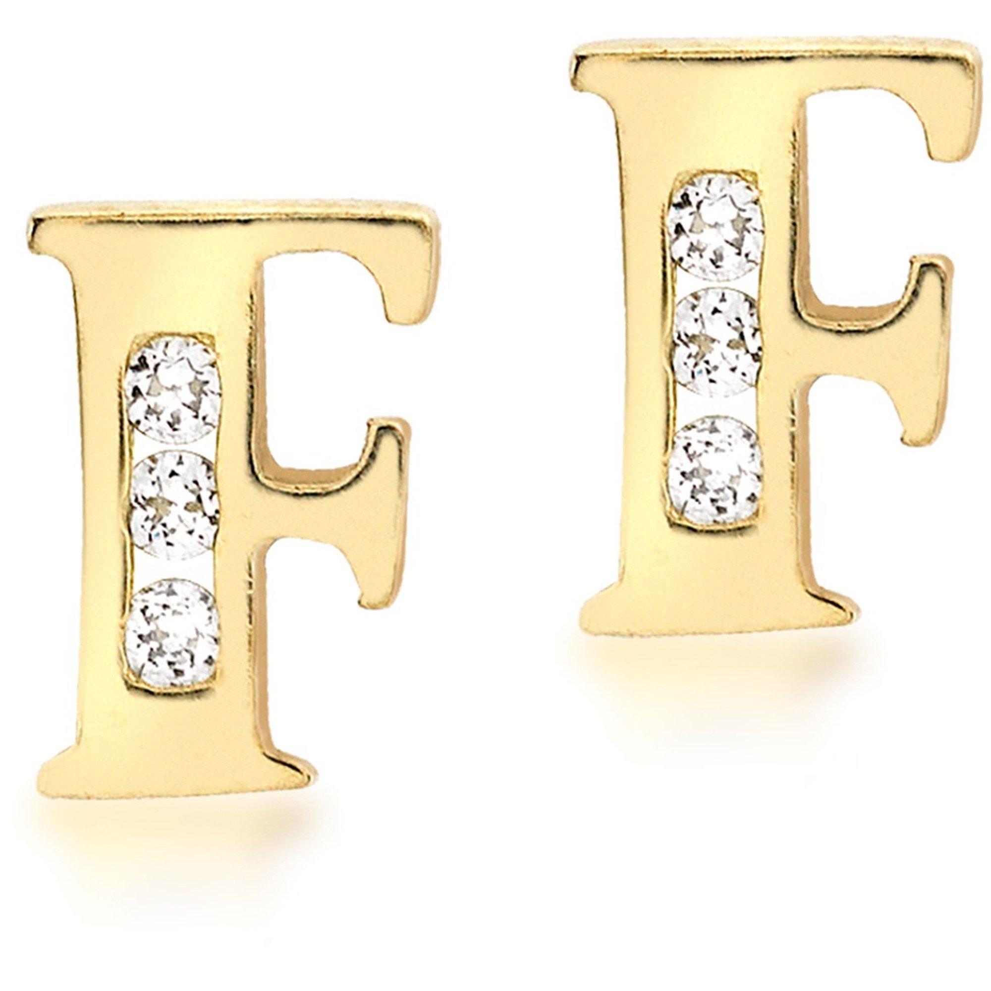 Yellow Gold - Be You - 9ct CZ Initial Stud Earrings - 6