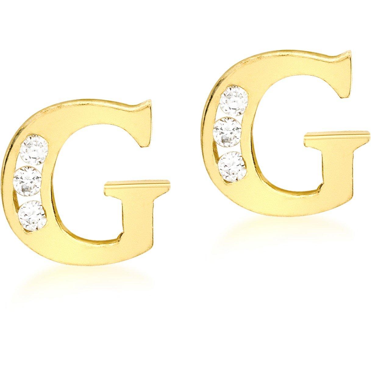 Yellow Gold - Be You - 9ct CZ Initial Stud Earrings - 7