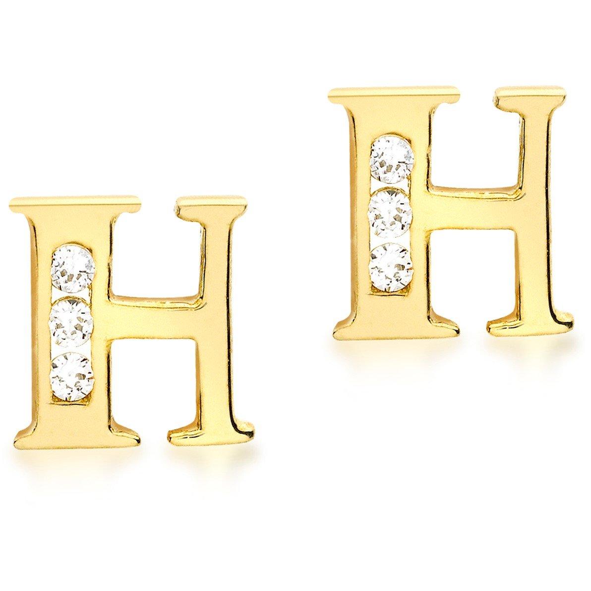 Yellow Gold - Be You - 9ct CZ Initial Stud Earrings - 8