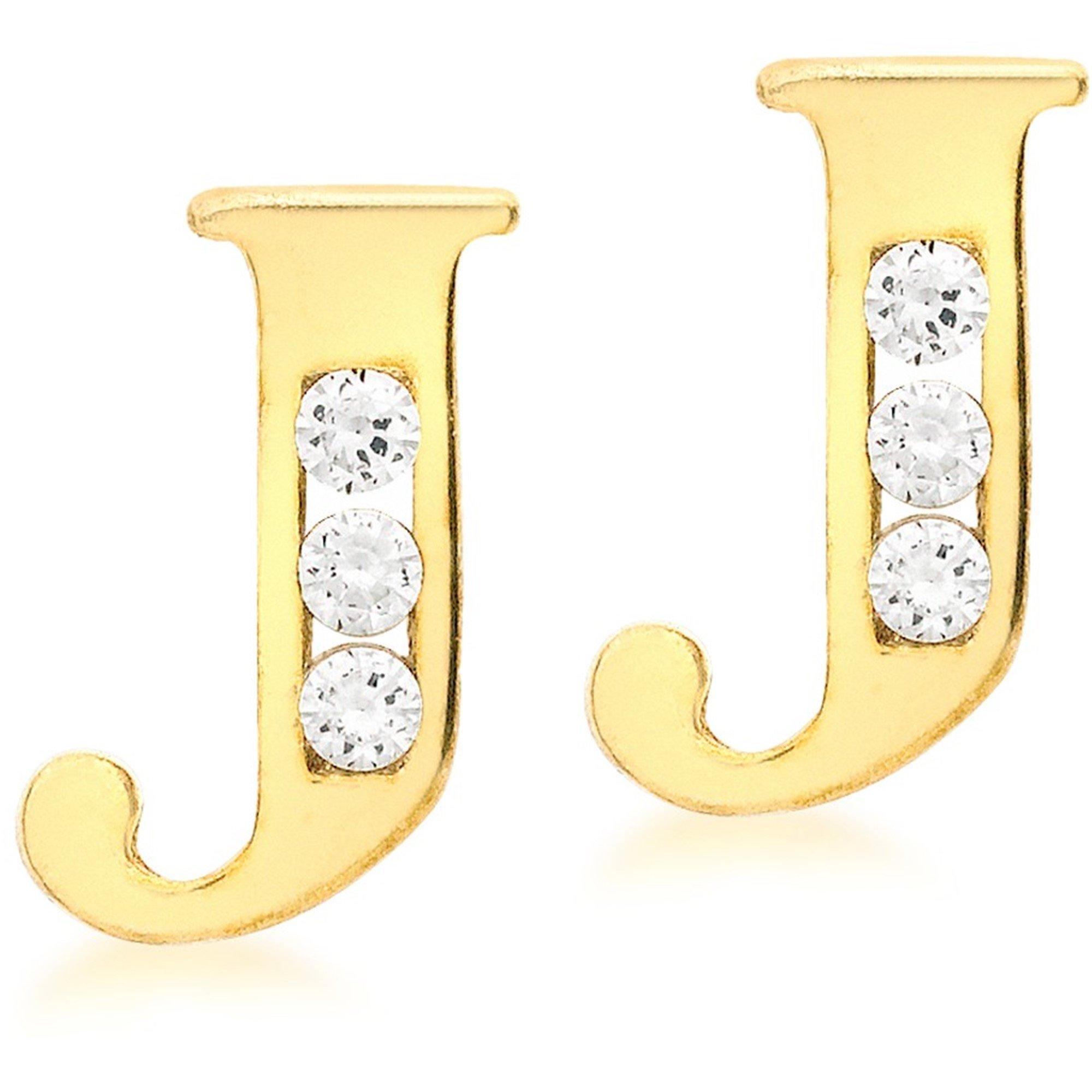 Yellow Gold - Be You - 9ct CZ Initial Stud Earrings - 10