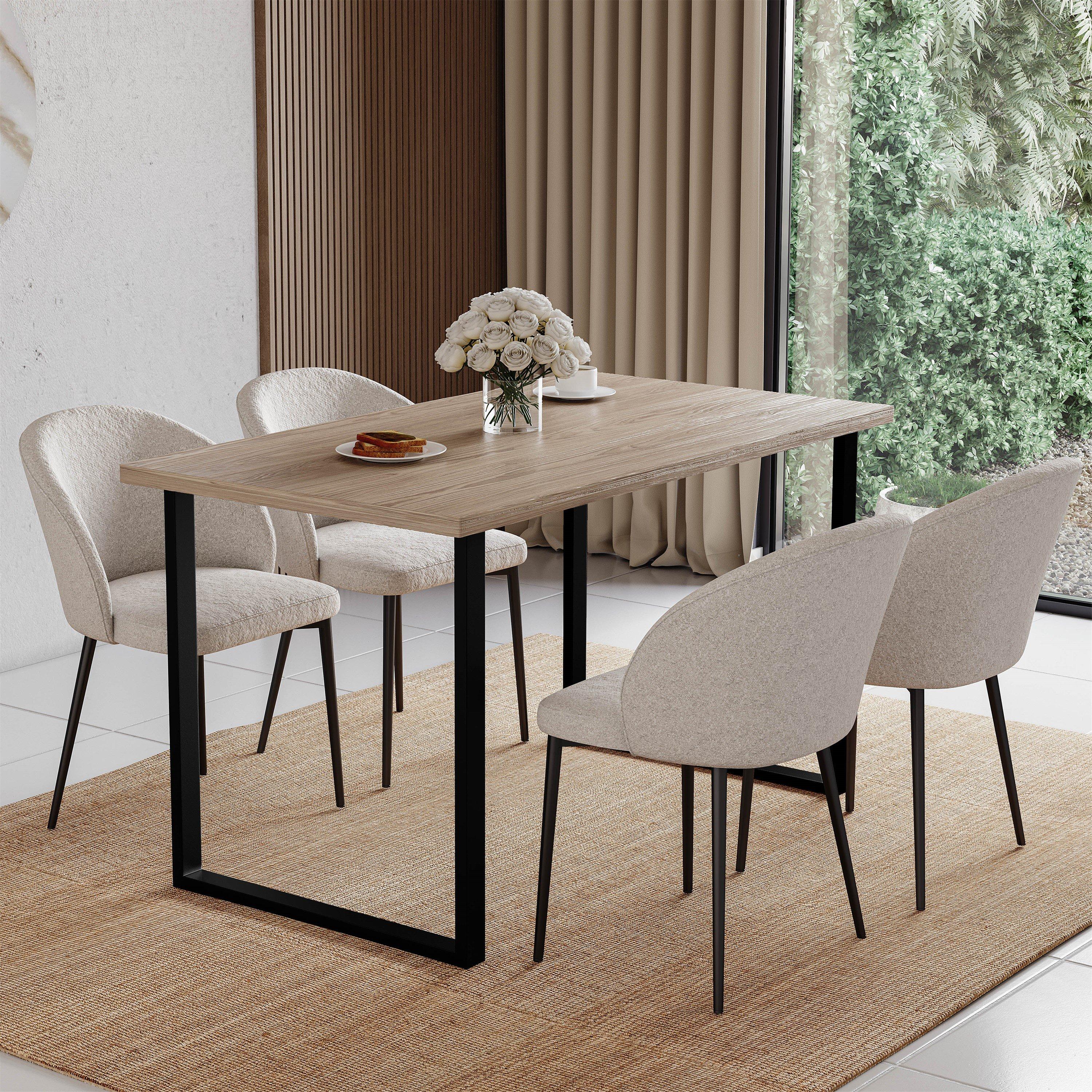 Lassic  4 Seater Dining Table With U Shape Legs - Oak - 4 Seater