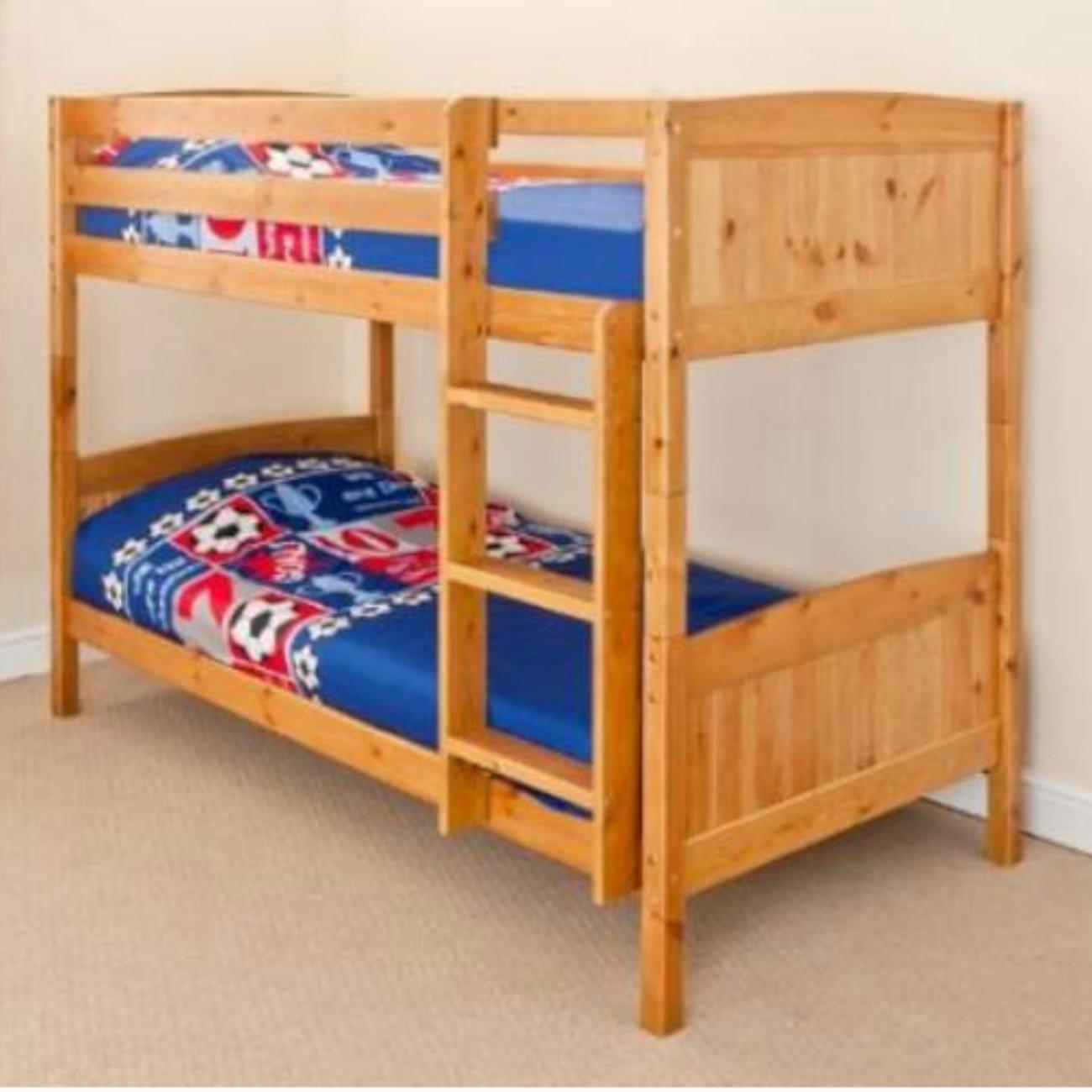Comfy Living  Kids Classic Wooden Bunk Bed Only - Caramel - 2ft6 Short