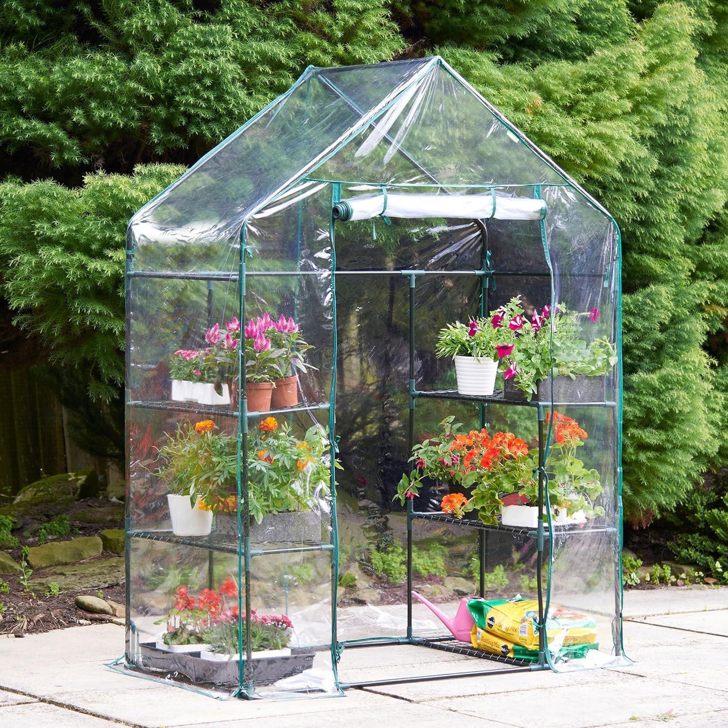 Clear - VonHaus - VonHaus Walk In Greenhouse – 6 Shelves - 7