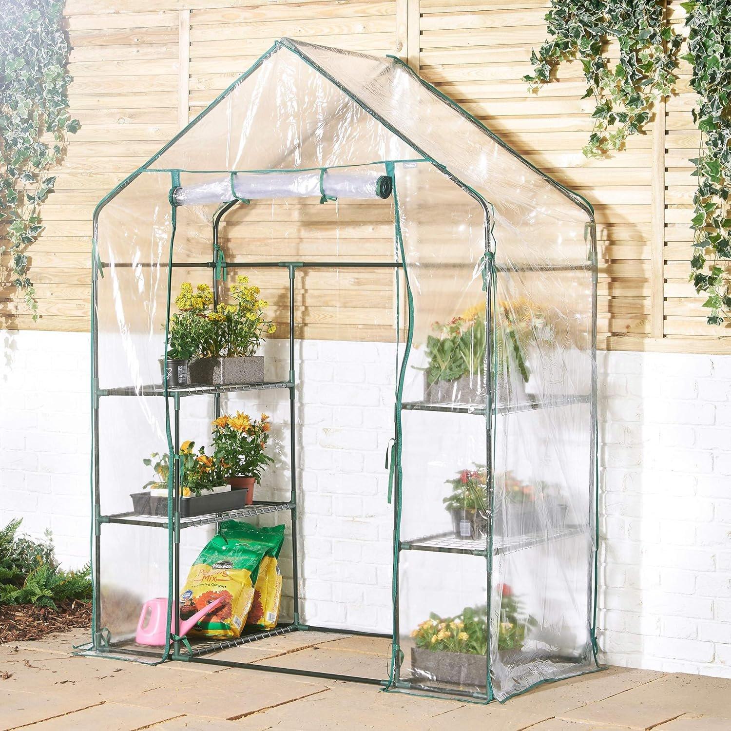 Clear - VonHaus - VonHaus Walk In Greenhouse – 6 Shelves - 8
