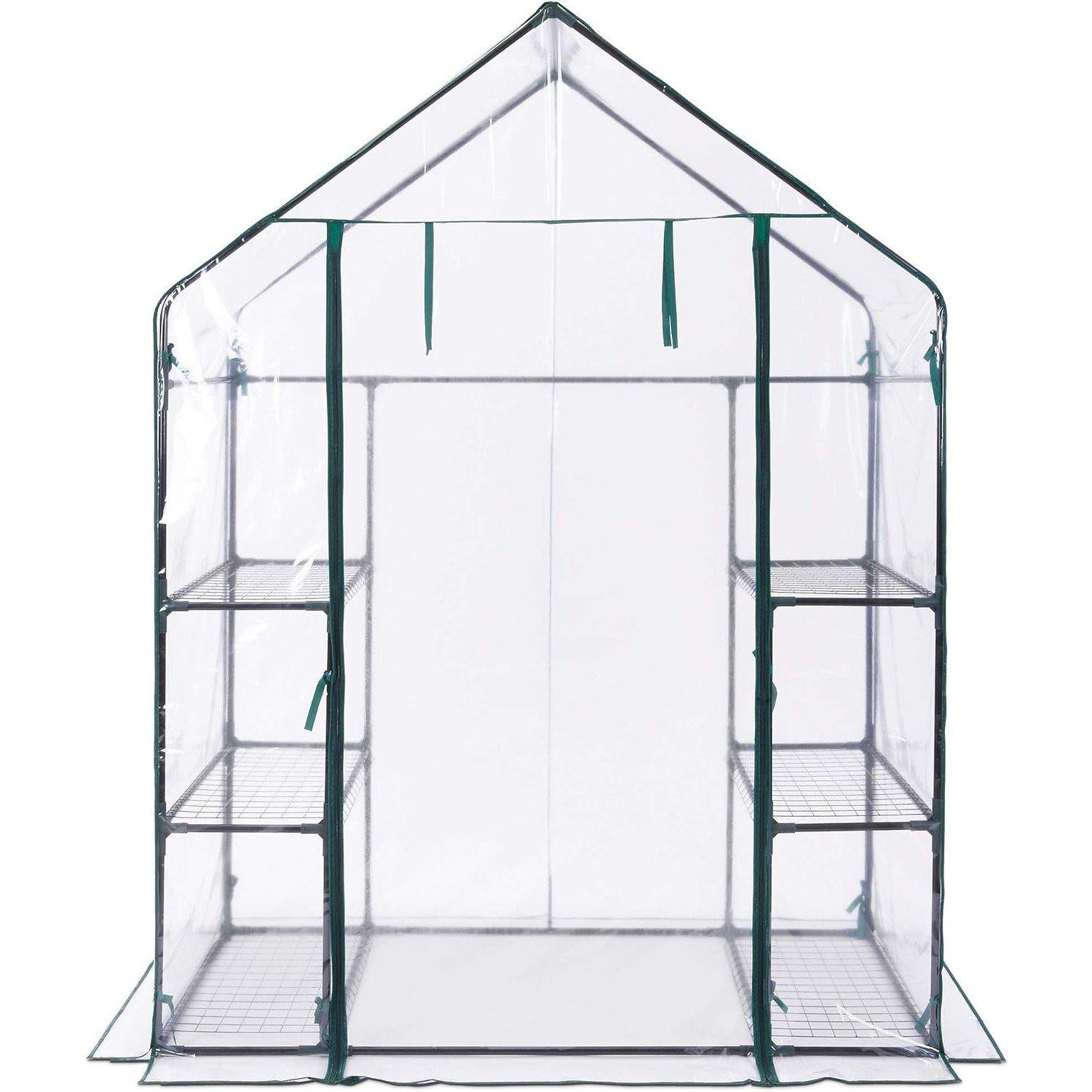 Clear - VonHaus - VonHaus Walk In Greenhouse – 6 Shelves - 9