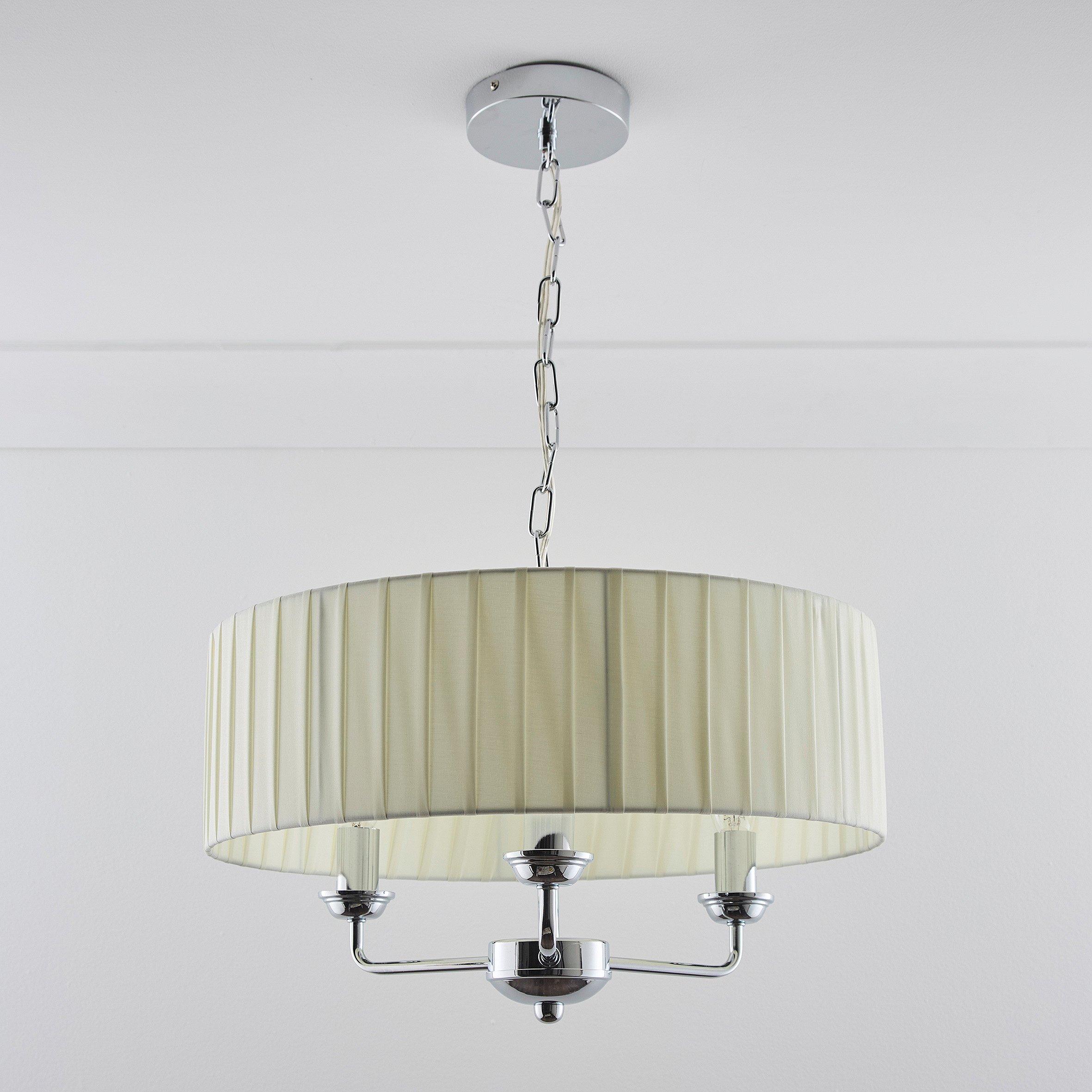 Cream - K Living - Giulia Chrome 3 Light Chandelier in Three Colours - 1