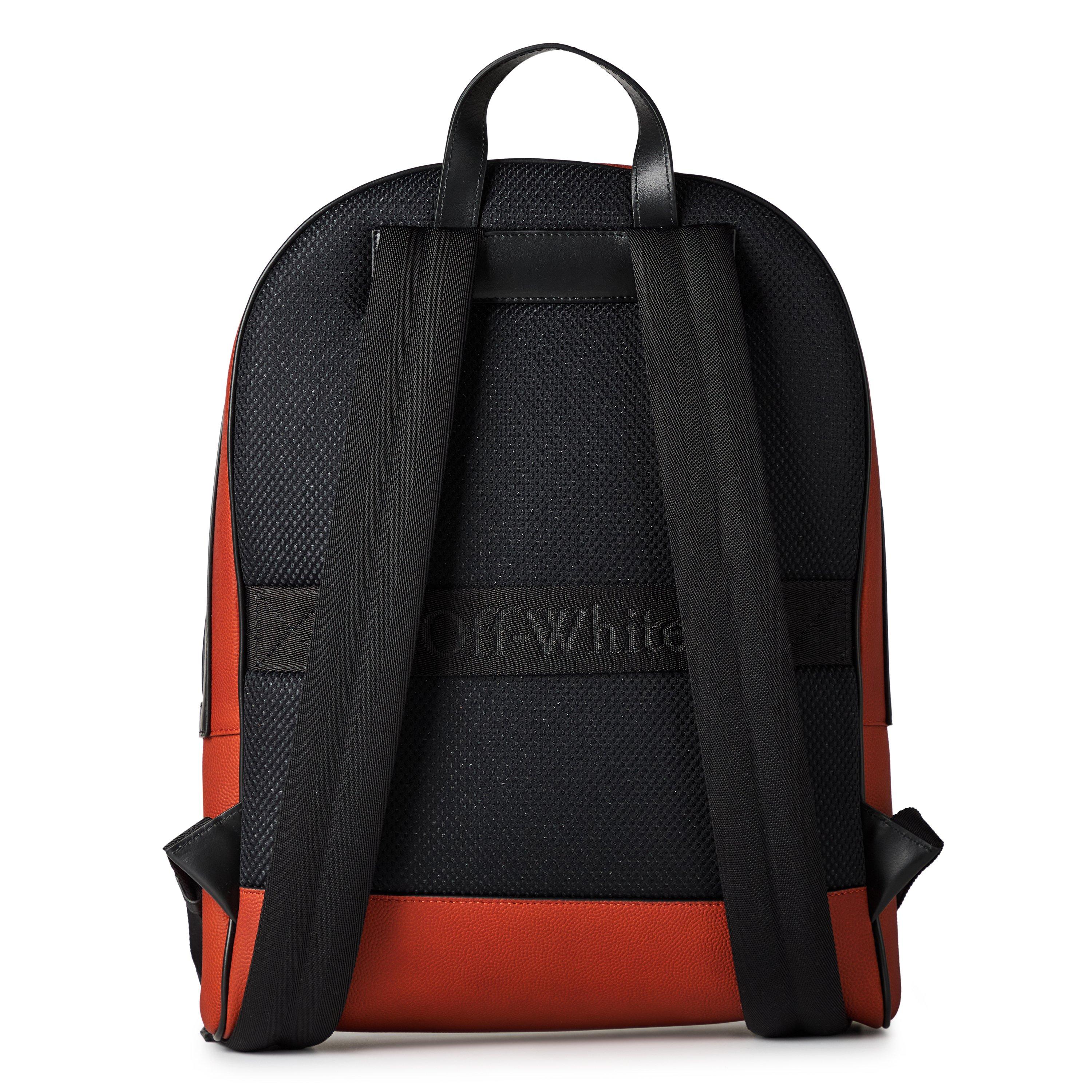 Orange - Off White - Men's Basket Round Backpack, Basketball-Inspired Design - 2