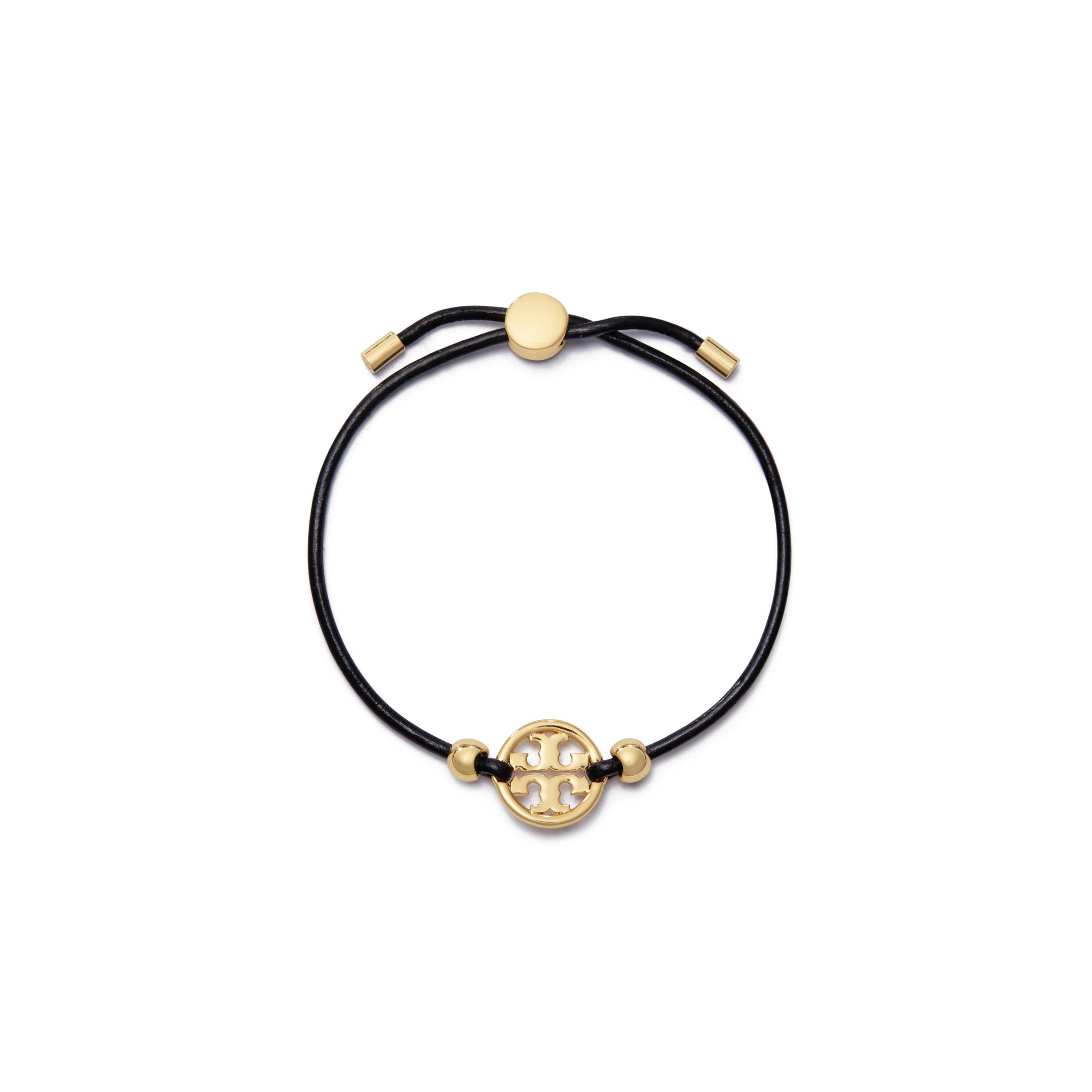 Tory Gold/Blk - Tory Burch - Women's Miller Slider Leather Bracelet - 2