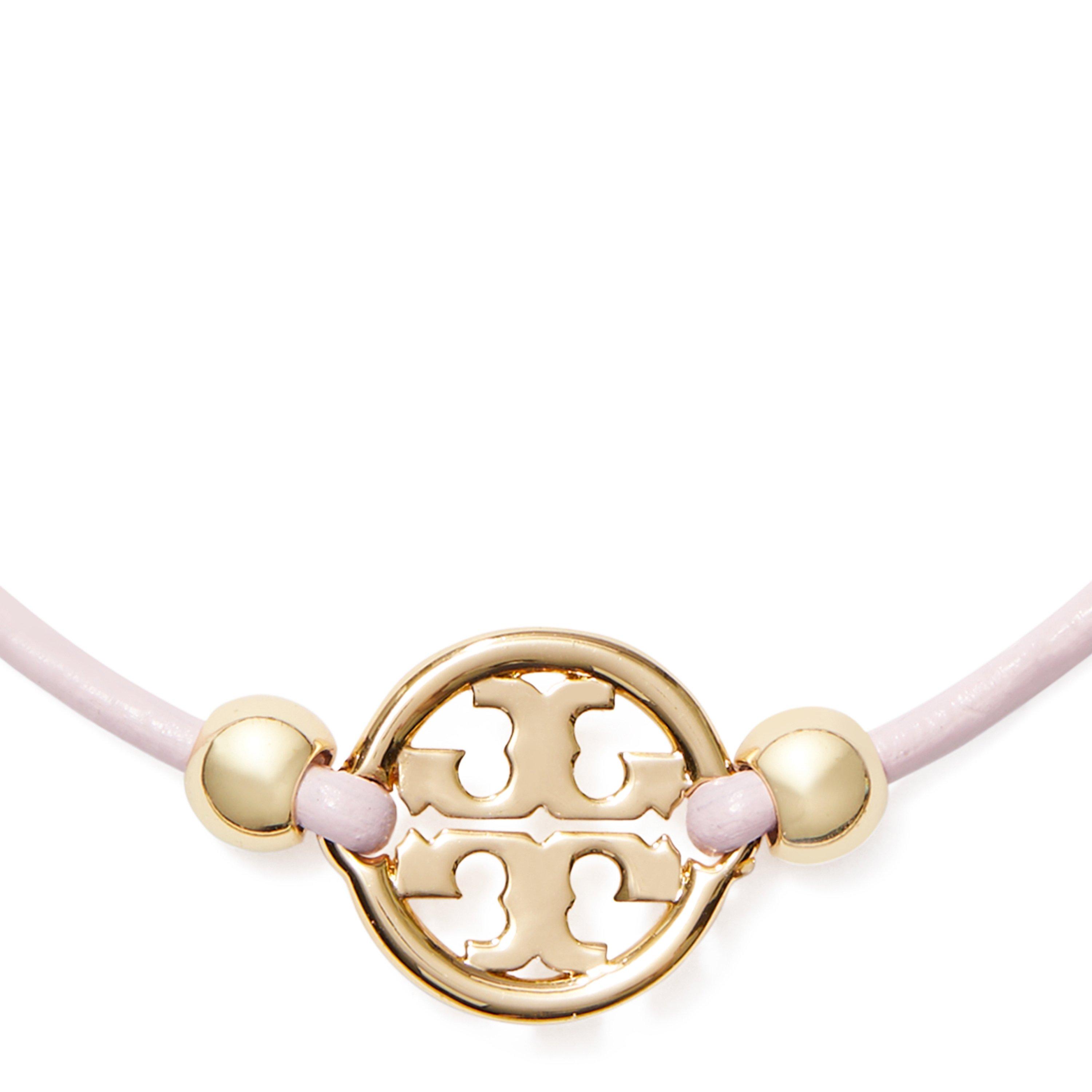 ToryGold/Pink - Tory Burch - Women's Miller Slider Adjustable Leather Bracelet - 2