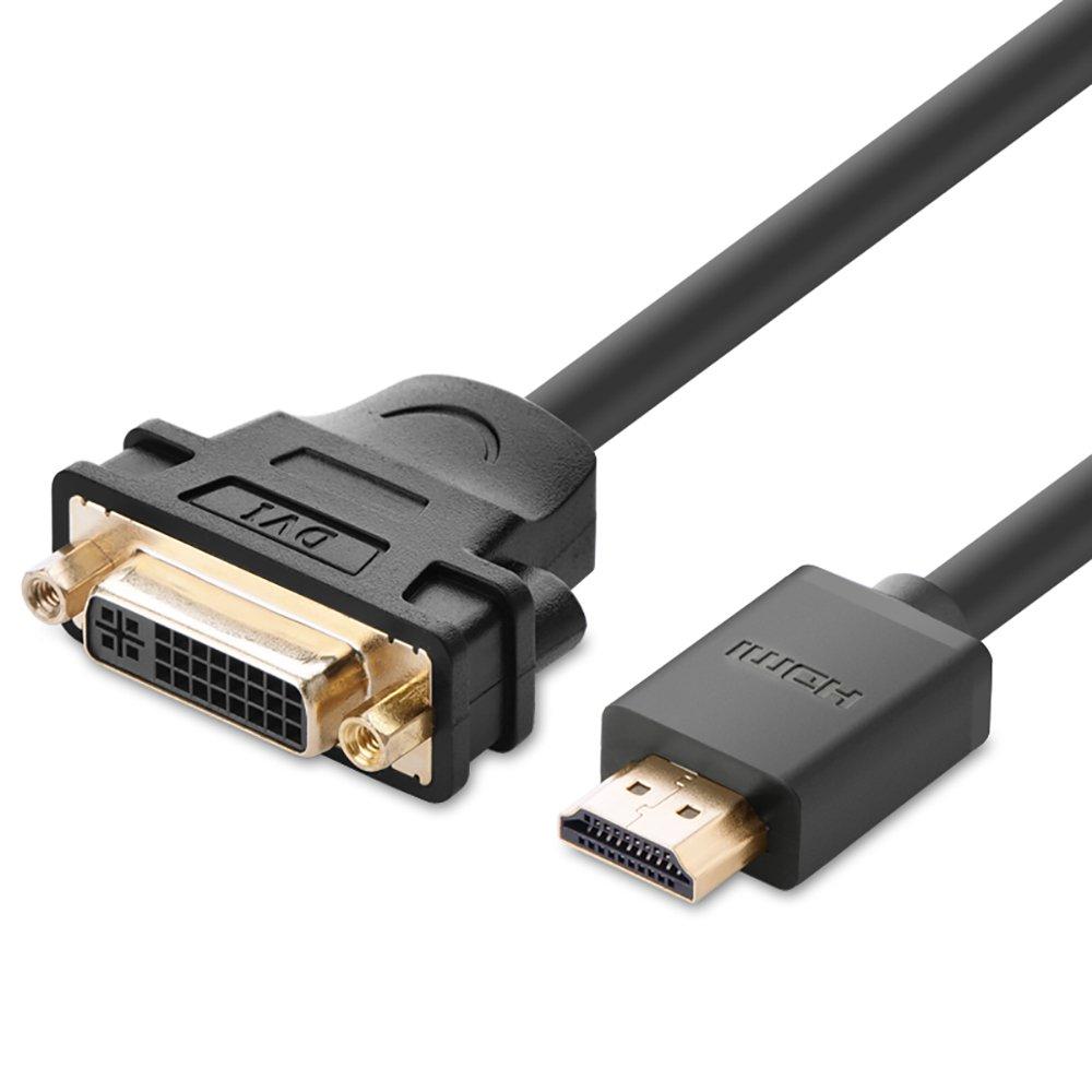 Black - UGREEN - HDMI to DVI-I 24+5 Adapter - 20cm - 1