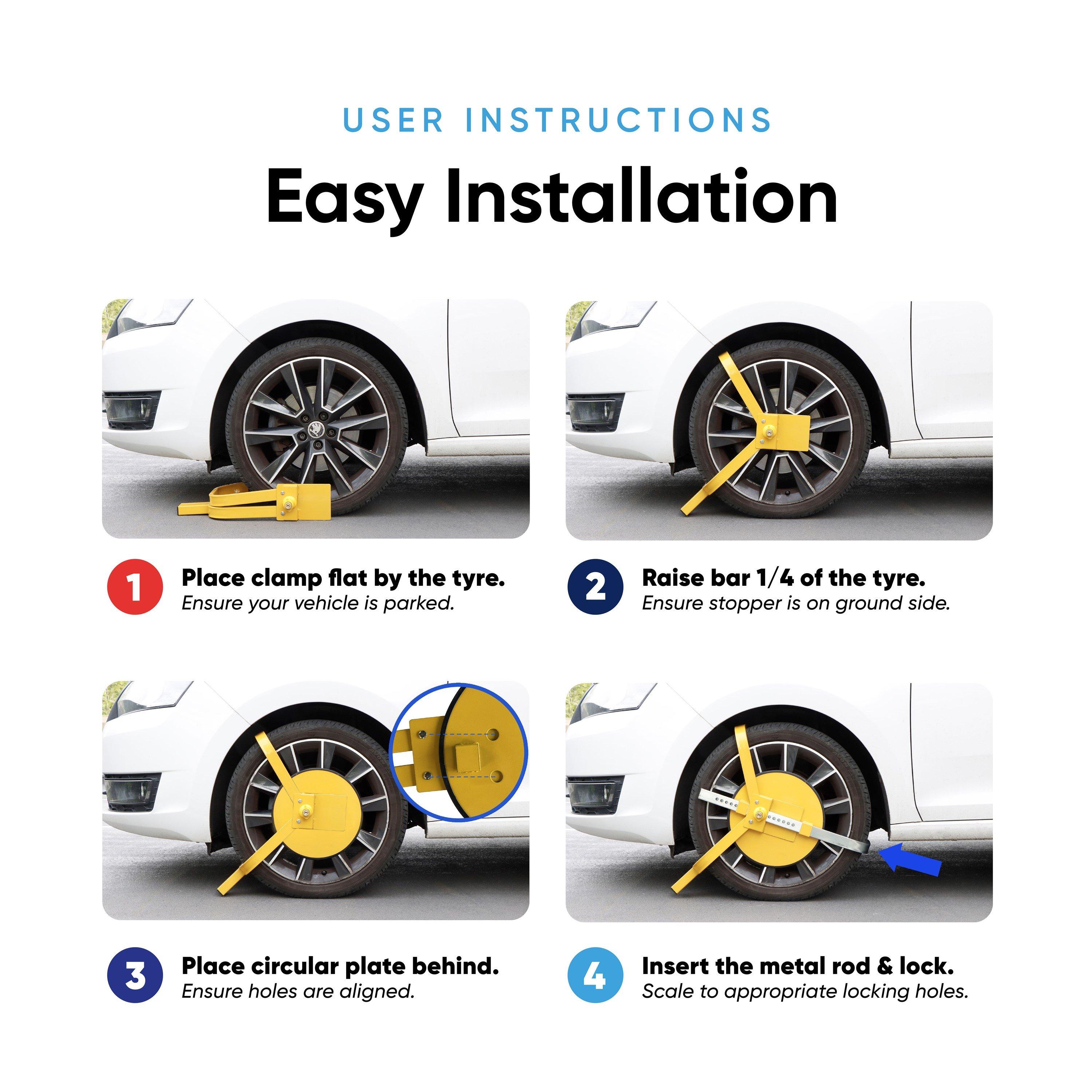 Yellow - Streetwize - Full Face Wheel Clamp - 5